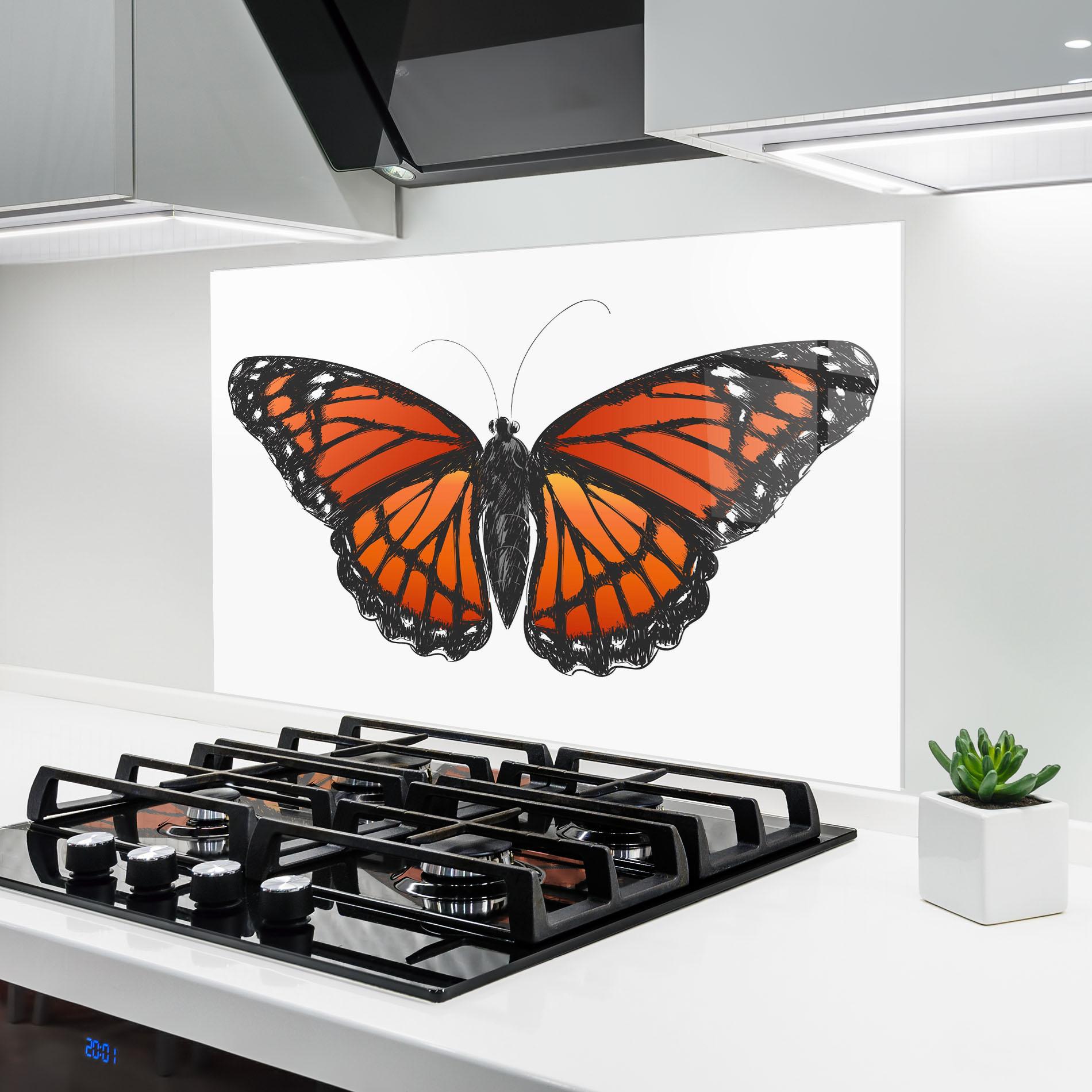 Küchenrückwand Glas Beautiful Orange Butterfly mockup 6