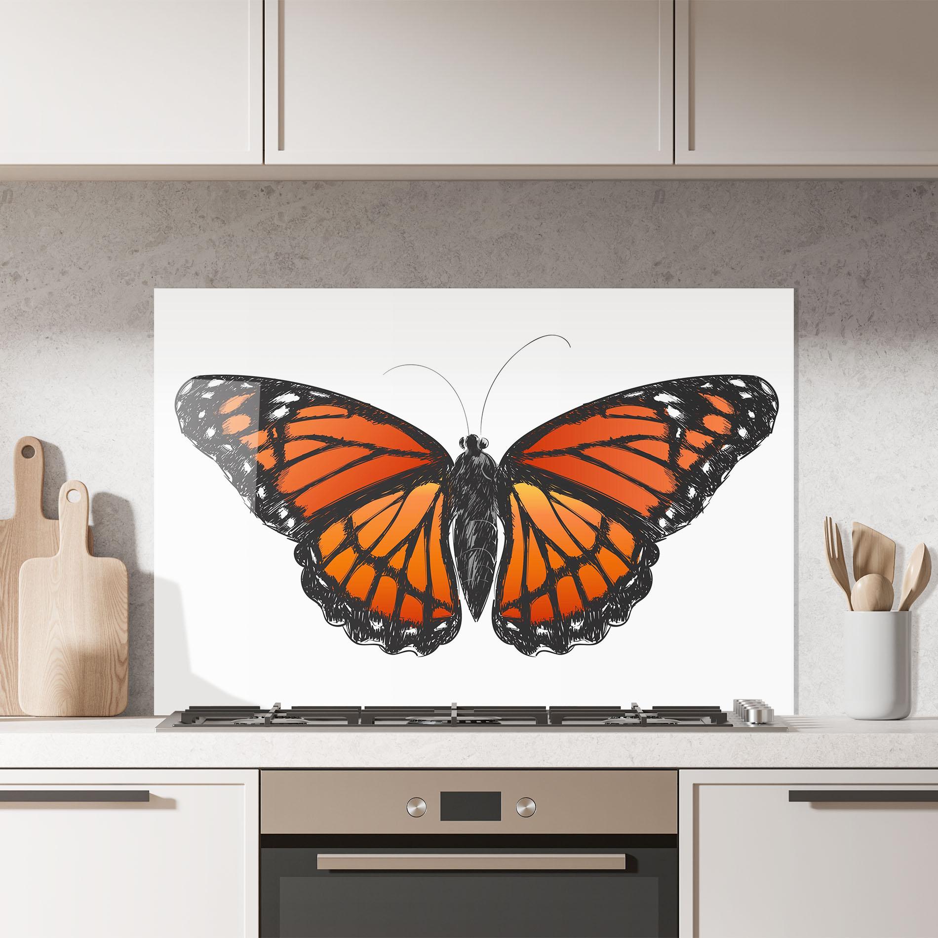 Küchenrückwand Glas Beautiful Orange Butterfly mockup 7
