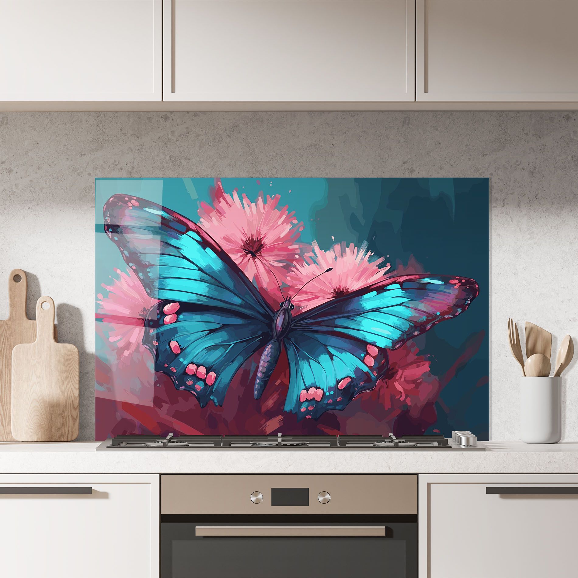 Blue Butterfly On Pink mockup 7