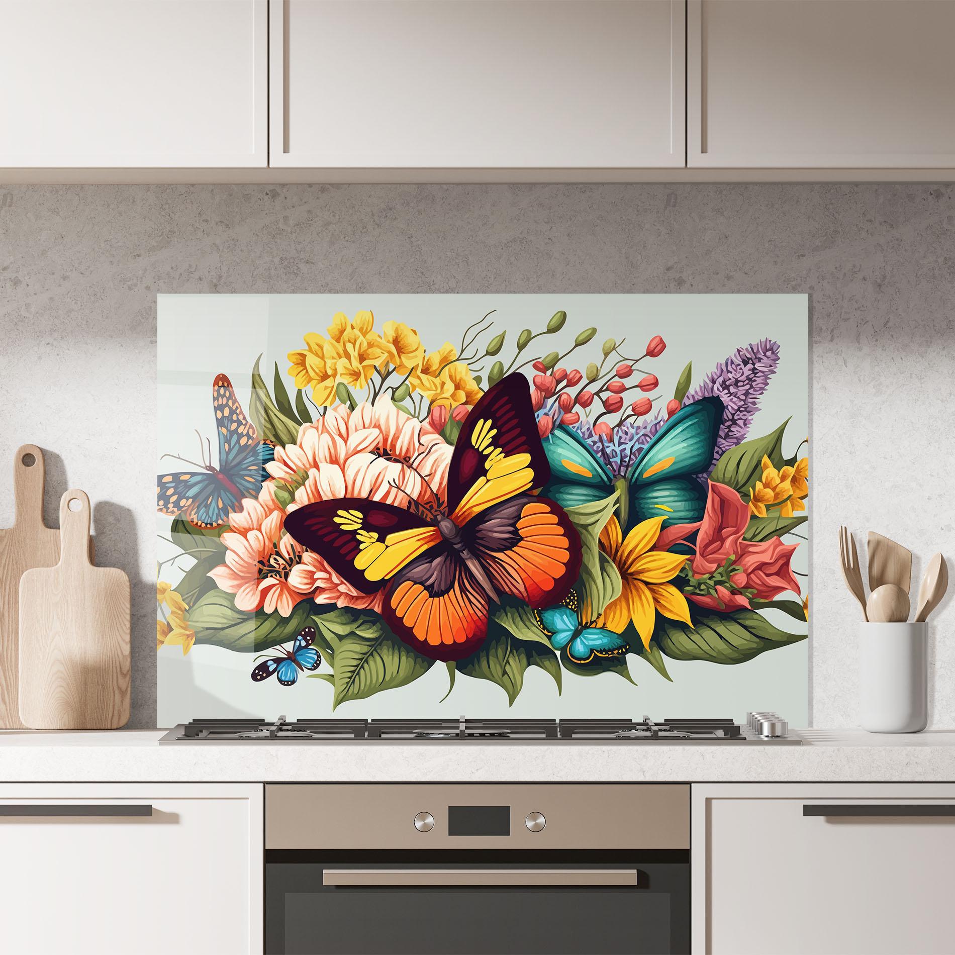 Küchenrückwand Glas Pretty Butterfly mockup 7