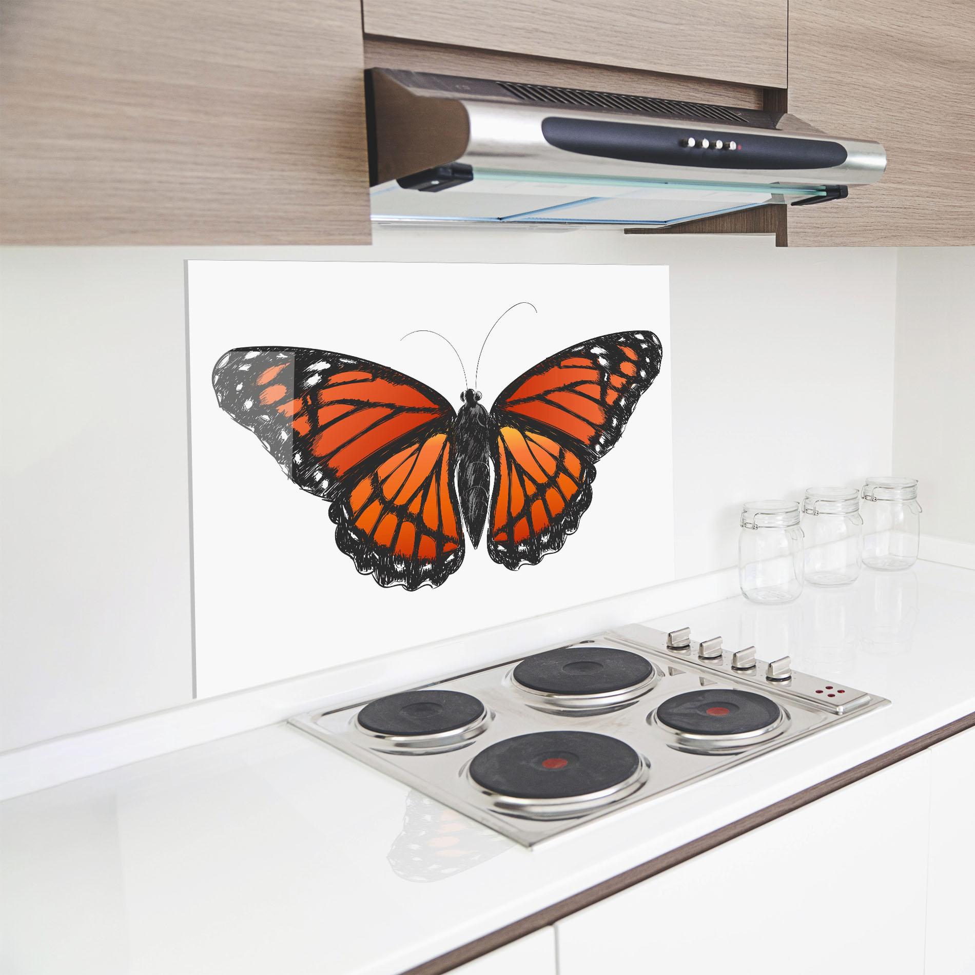 Küchenrückwand Glas Beautiful Orange Butterfly mockup 8