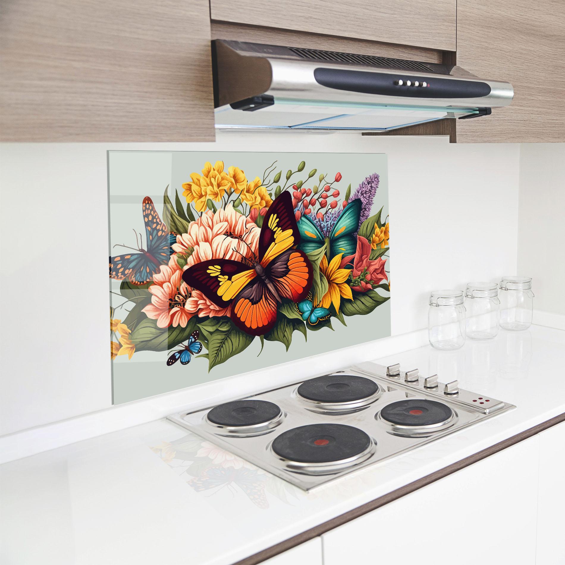 Küchenrückwand Glas Pretty Butterfly mockup 8