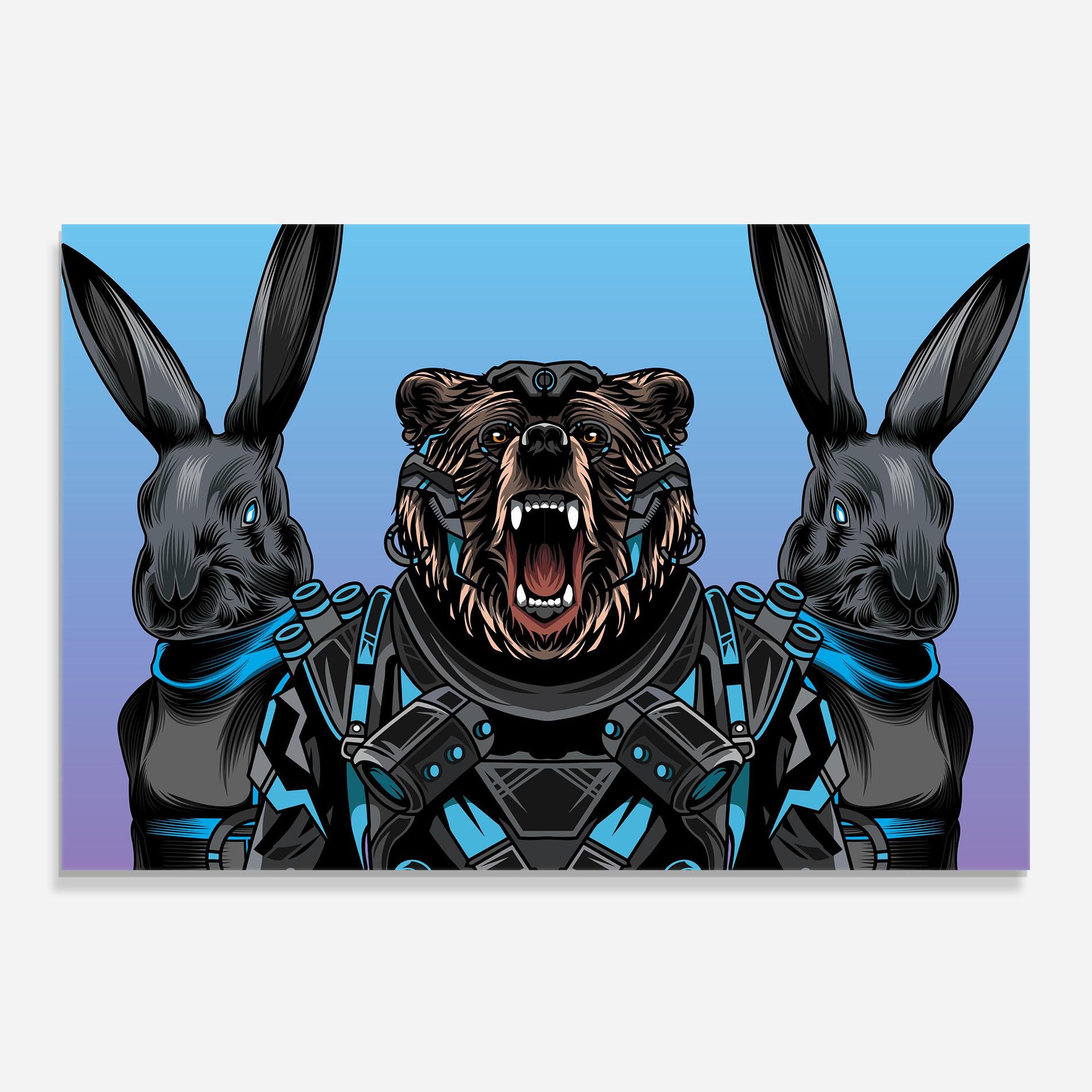 Küchenrückwand Glas Bunny Bear mockup 0