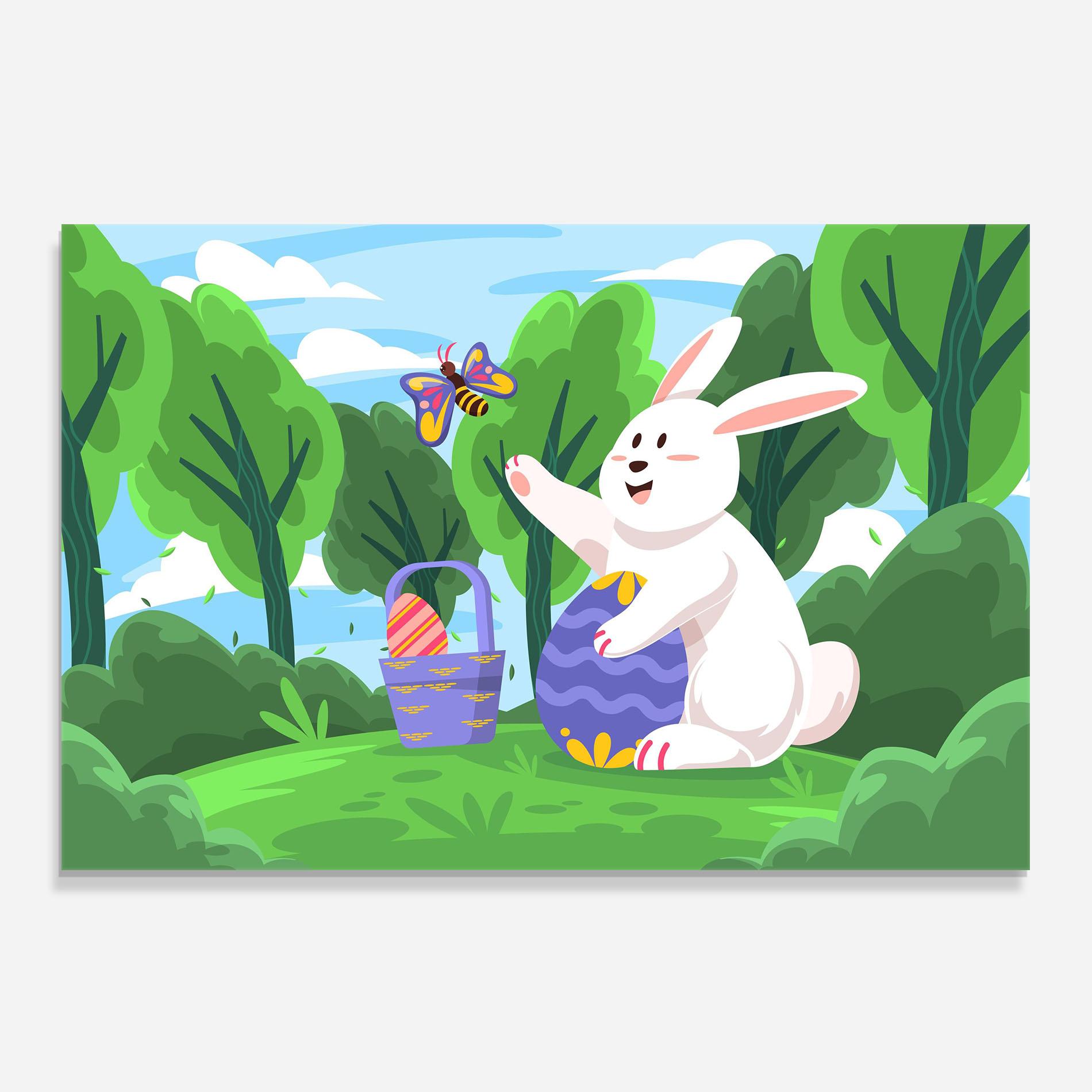 Küchenrückwand Glas Easter Rabbit mockup 0