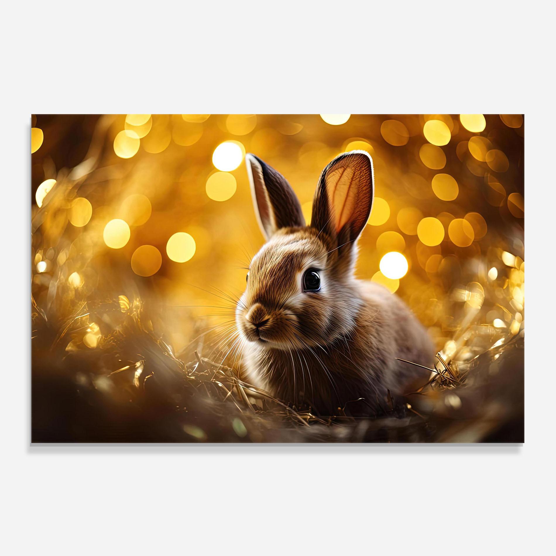 Küchenrückwand Glas Gold Lights Bunny mockup 0