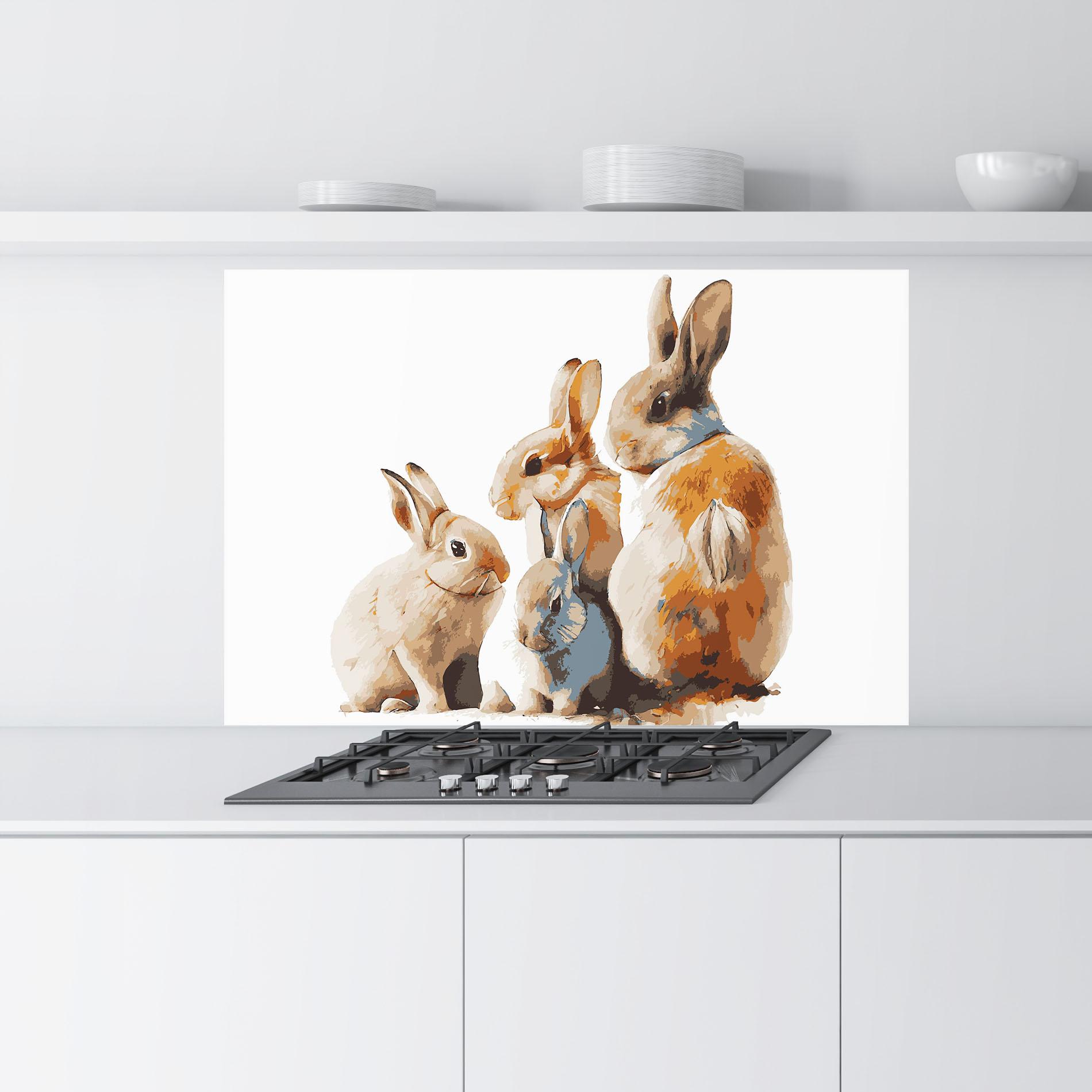 Küchenrückwand Glas Bunny Family mockup 9