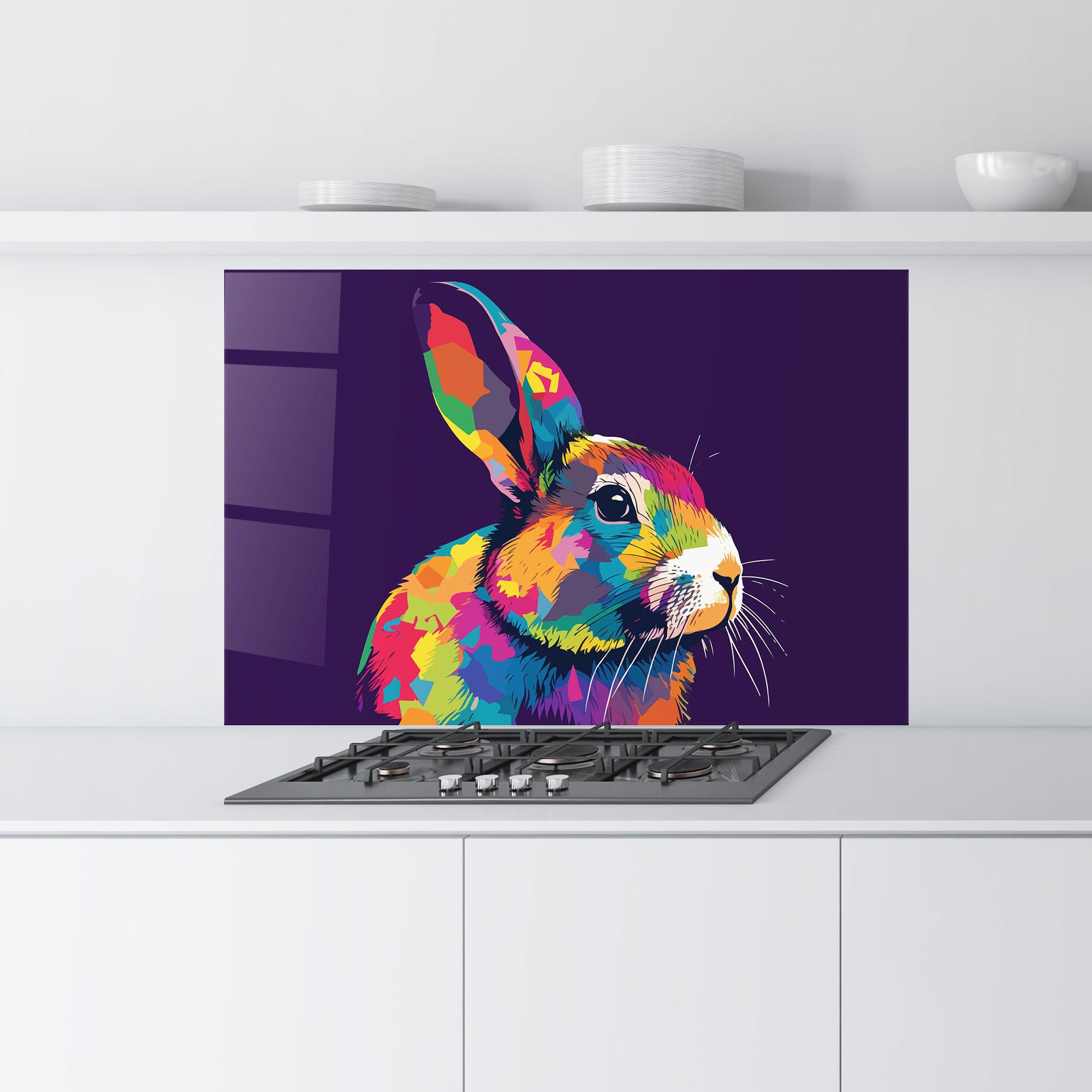 Küchenrückwand Glas Bunny On Purple mockup 9