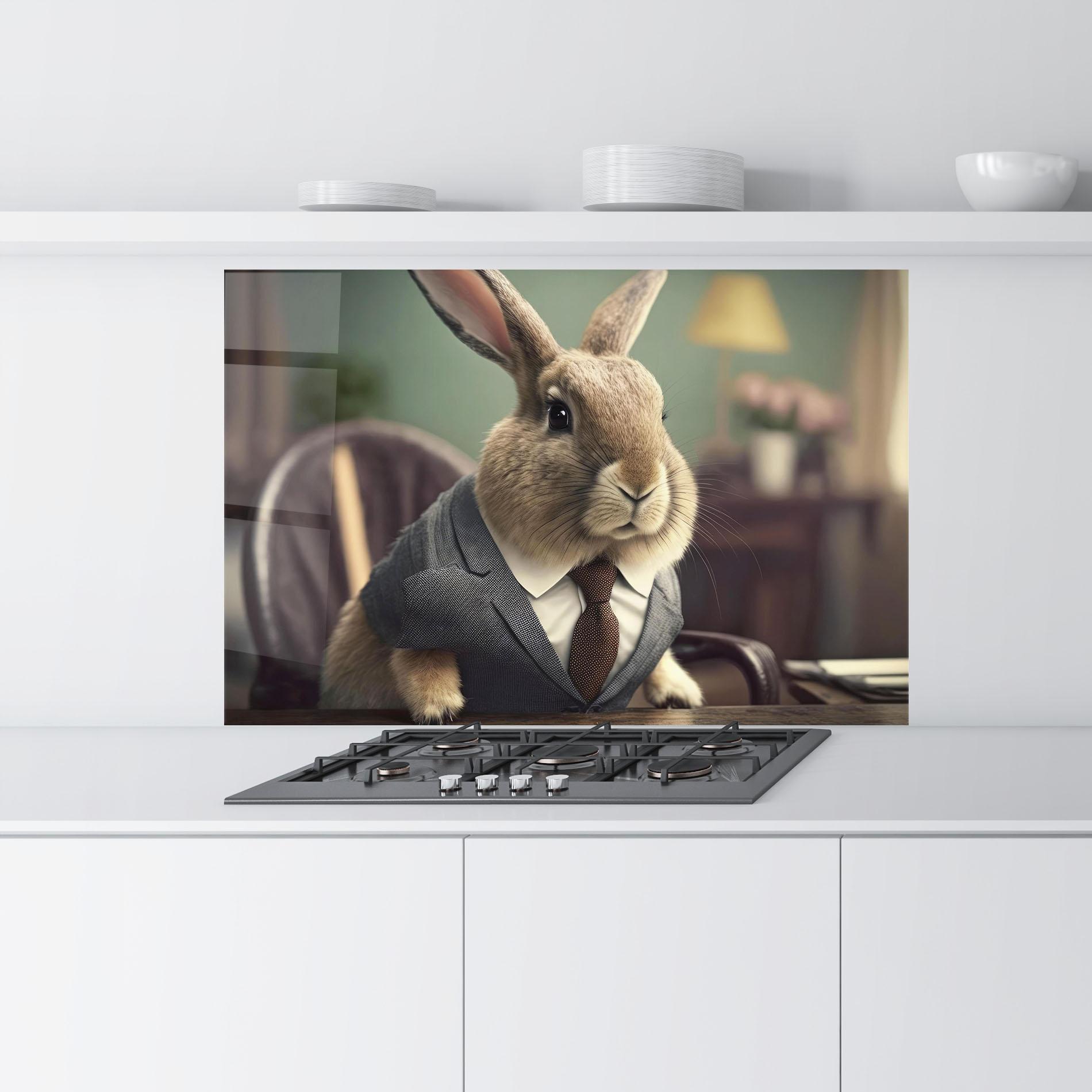Küchenrückwand Glas Business Suit Bunny mockup 9