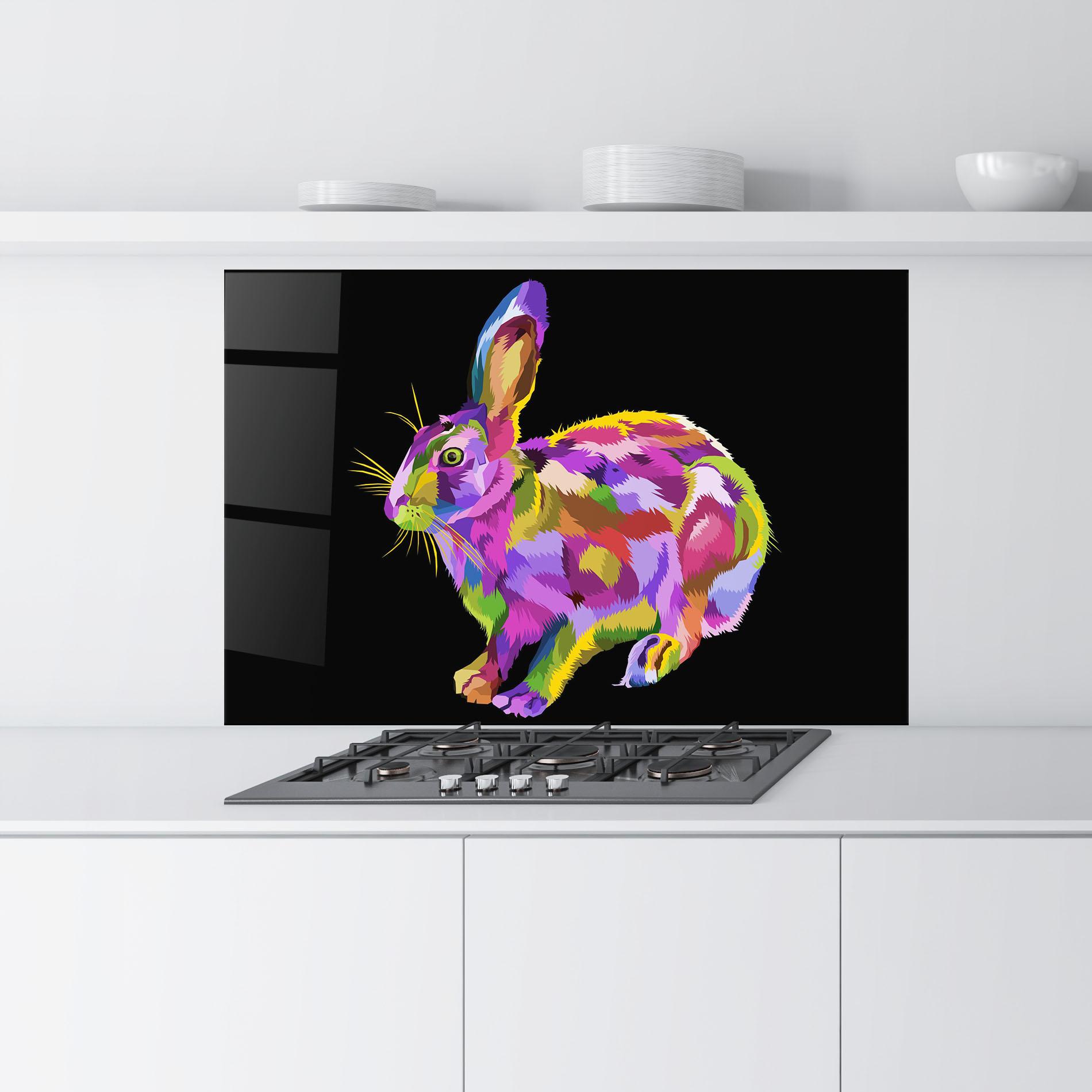 Küchenrückwand Glas Colorful Bunny mockup 9
