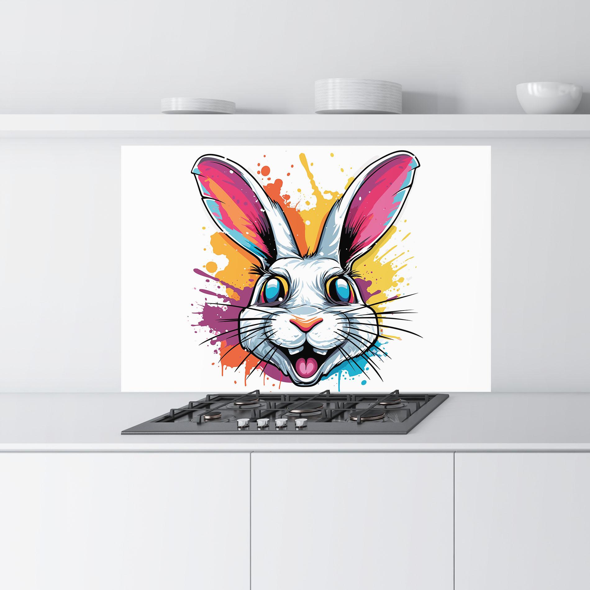 Küchenrückwand Glas Crazy Bunny mockup 9