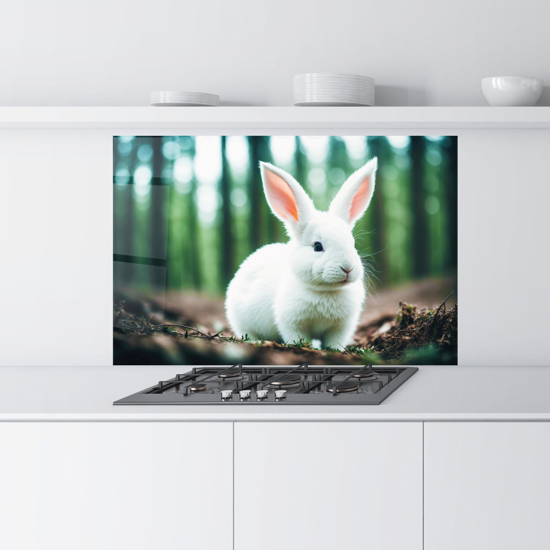 Küchenrückwand Glas Forest Bunny mockup 9