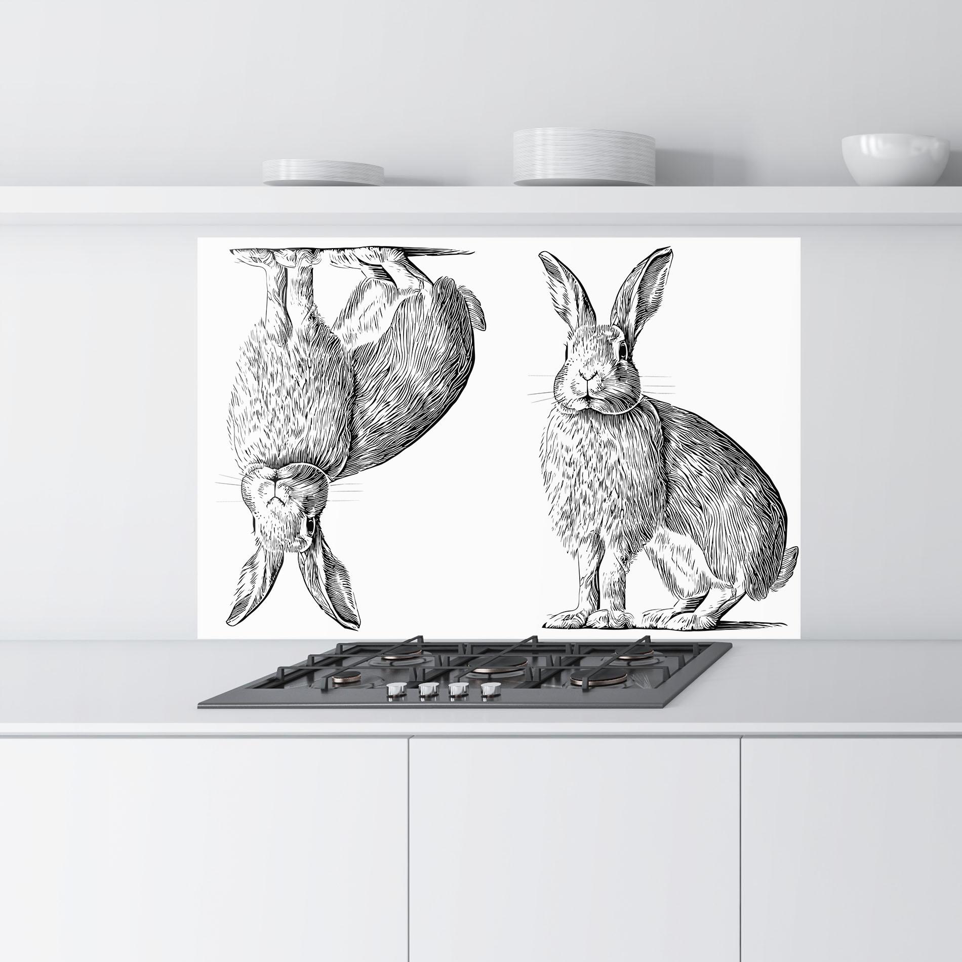 Küchenrückwand Glas Rabbit Sketch mockup 9