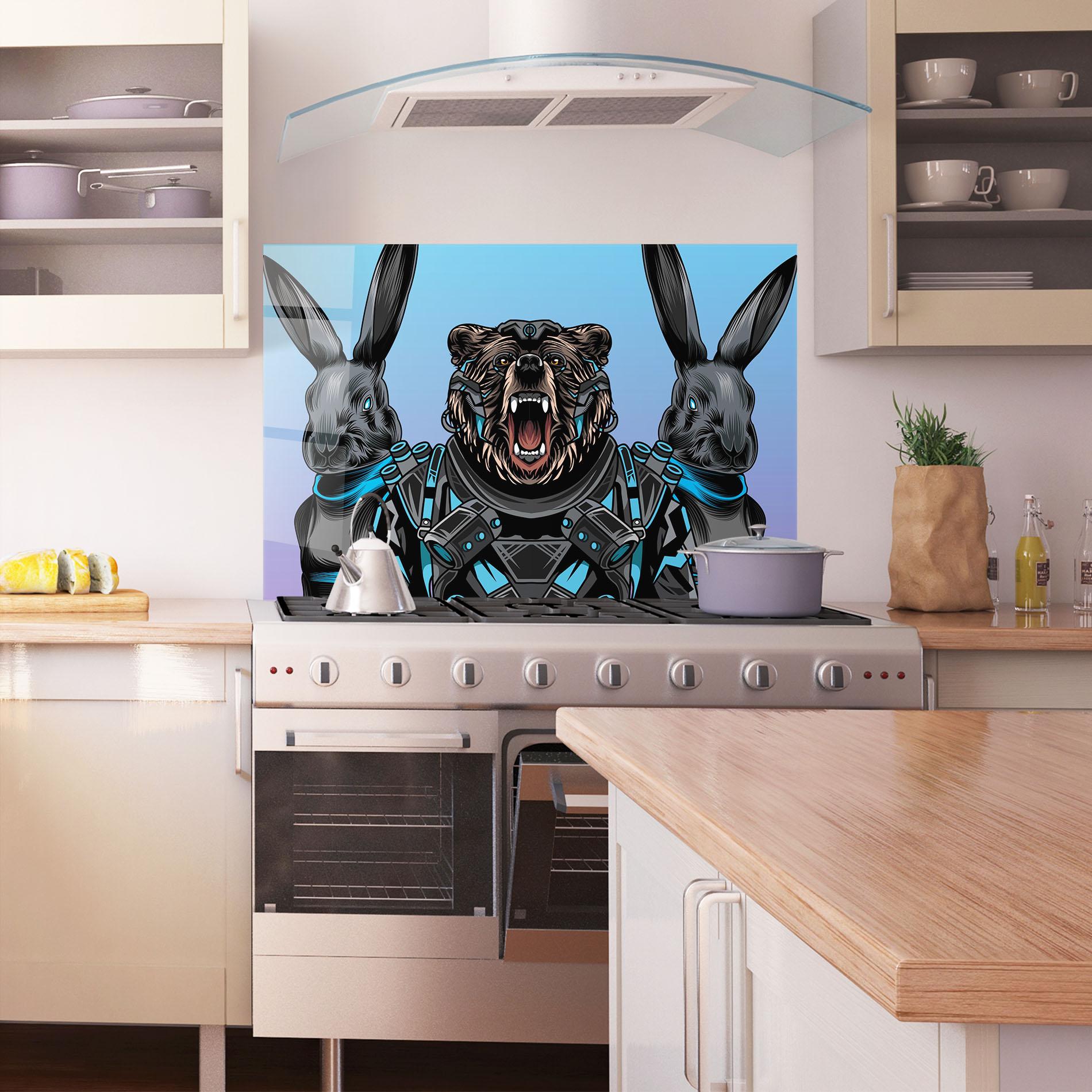 Küchenrückwand Glas Bunny Bear mockup 1