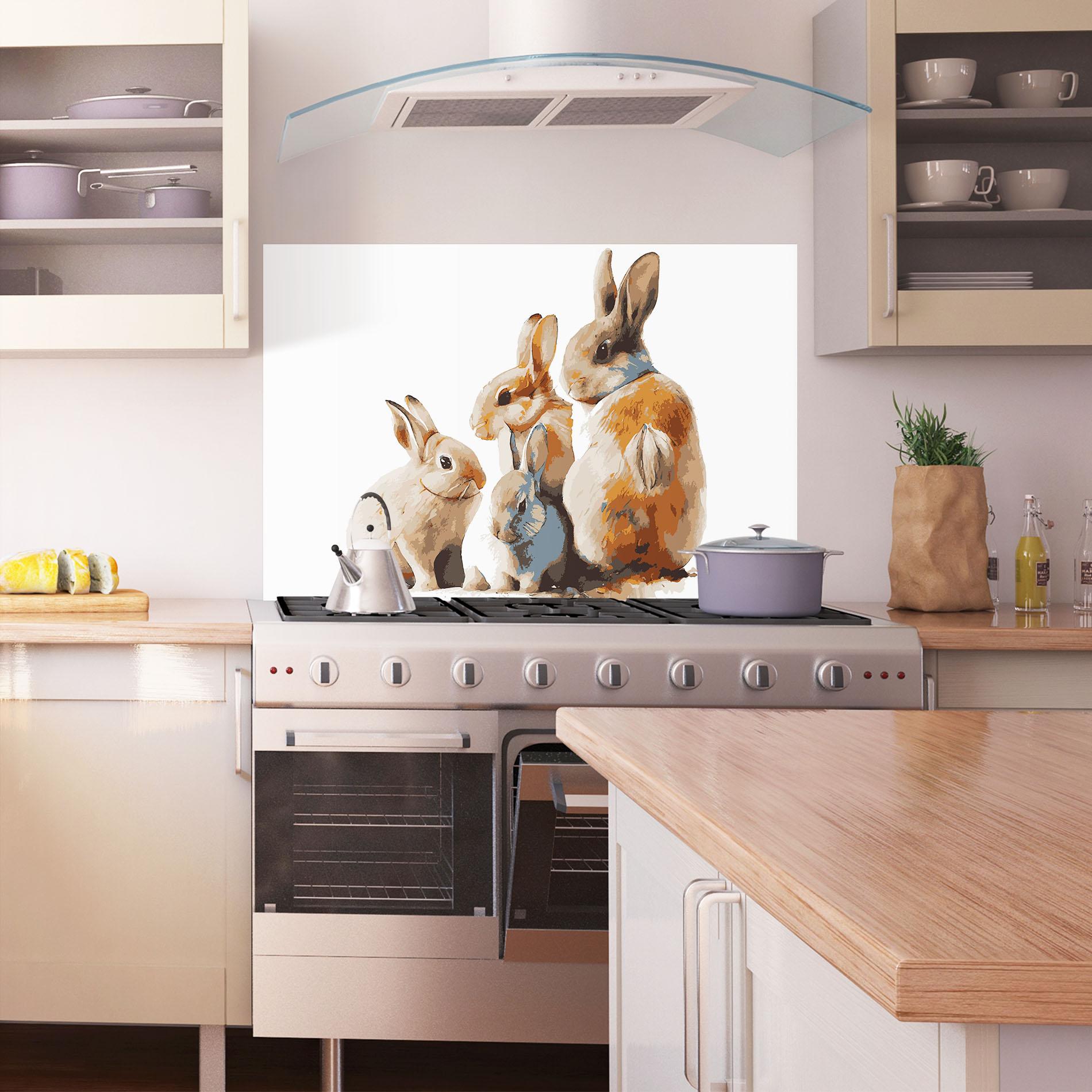 Küchenrückwand Glas Bunny Family mockup 1