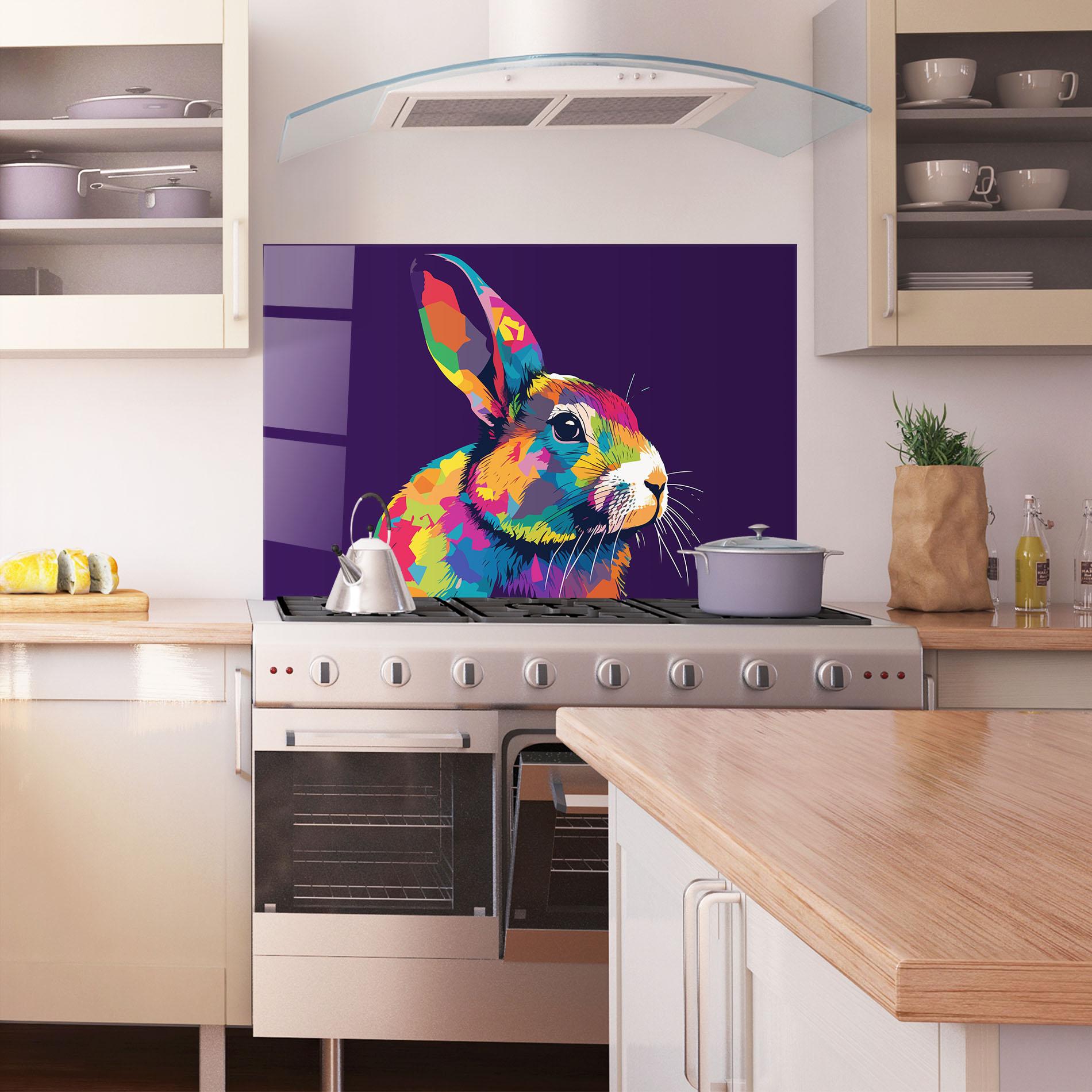 Küchenrückwand Glas Bunny On Purple mockup 1