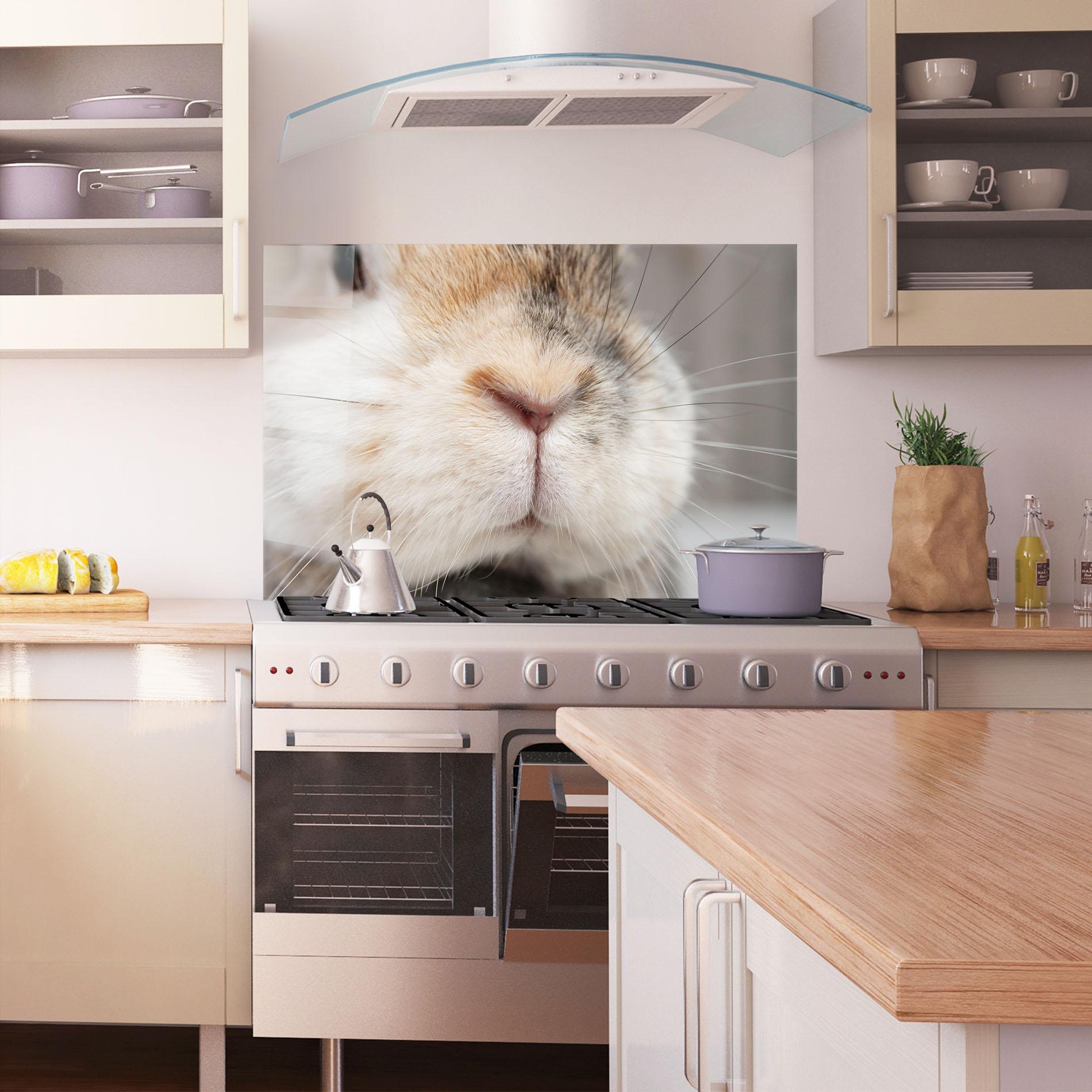 Küchenrückwand Glas Close Up Bunny mockup 1