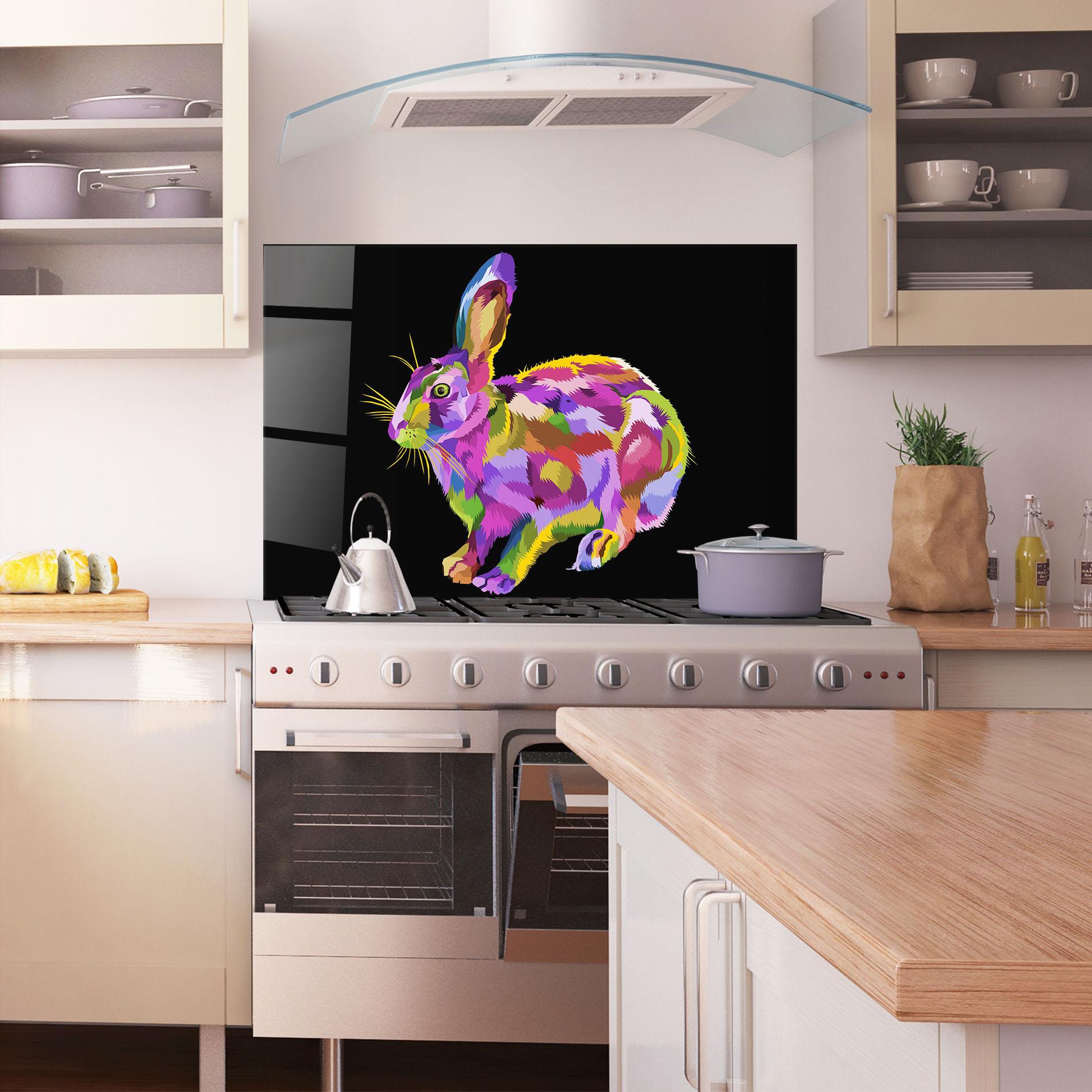 Küchenrückwand Glas Colorful Bunny mockup 1