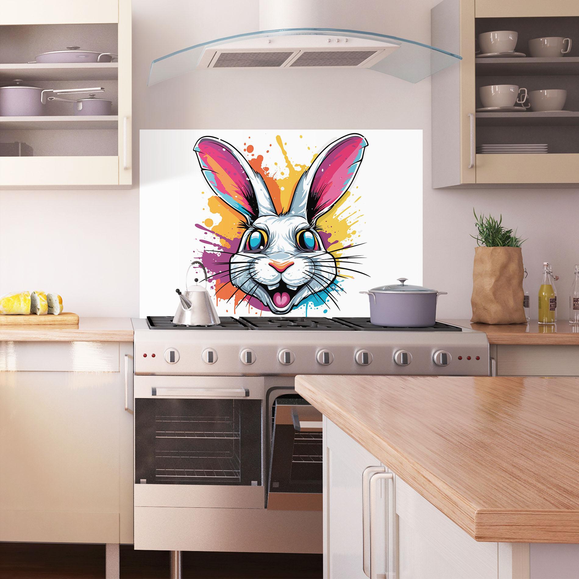 Küchenrückwand Glas Crazy Bunny mockup 1