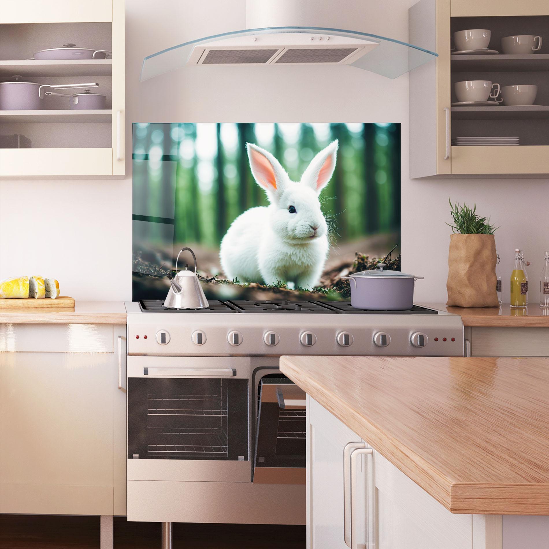 Küchenrückwand Glas Forest Bunny mockup 1