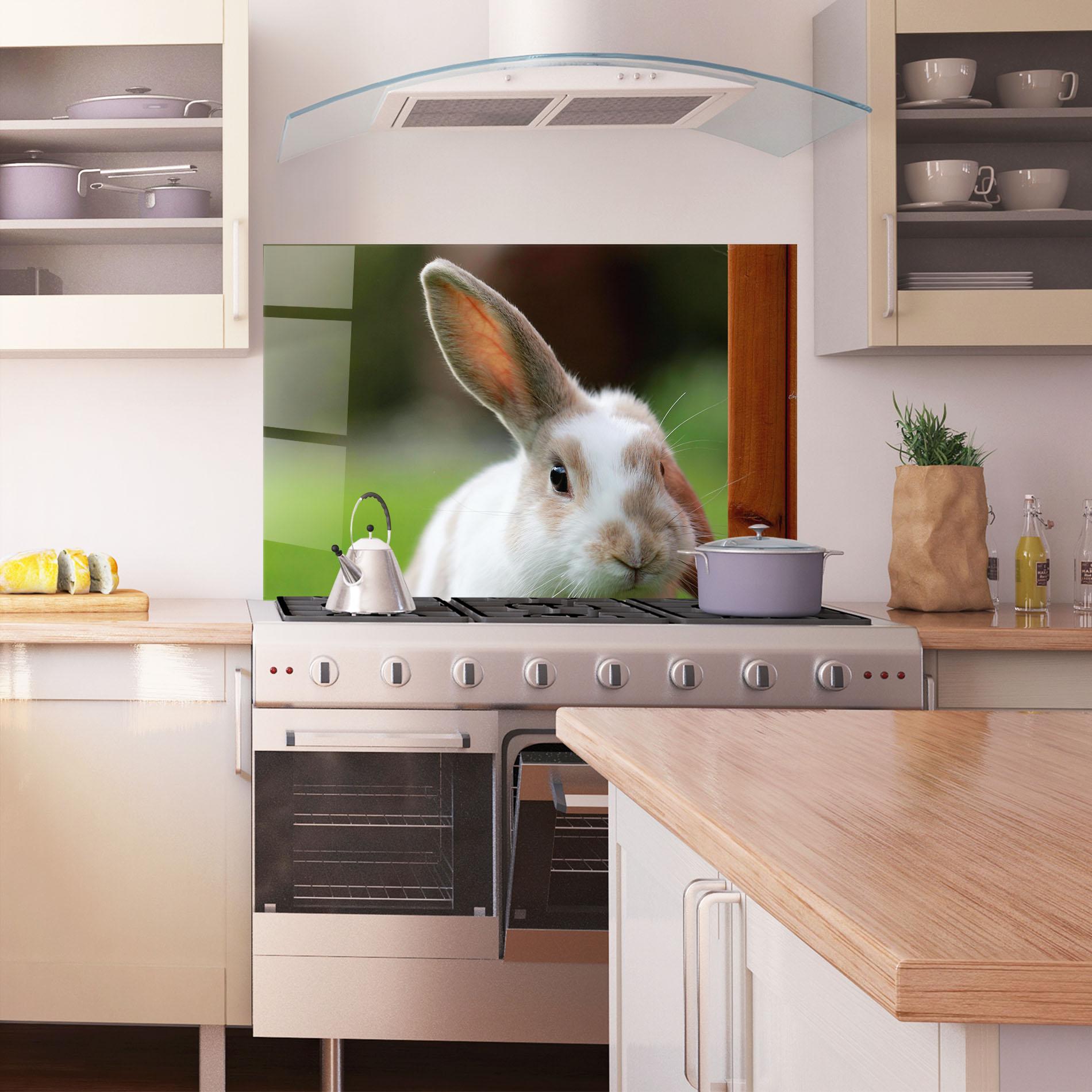 Küchenrückwand Glas Up Ear Bunny mockup 1