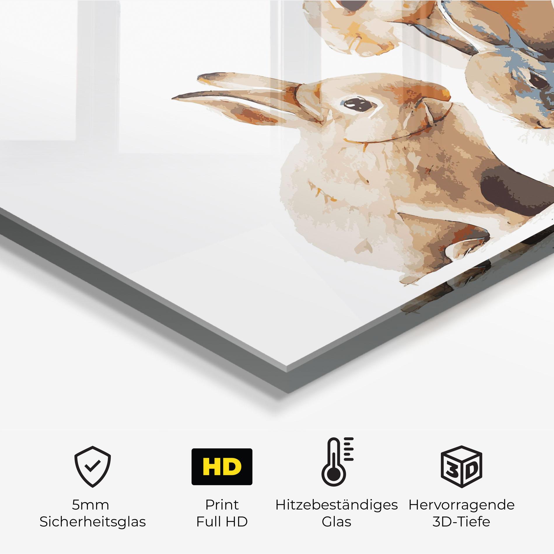 Küchenrückwand Glas Bunny Family mockup 2