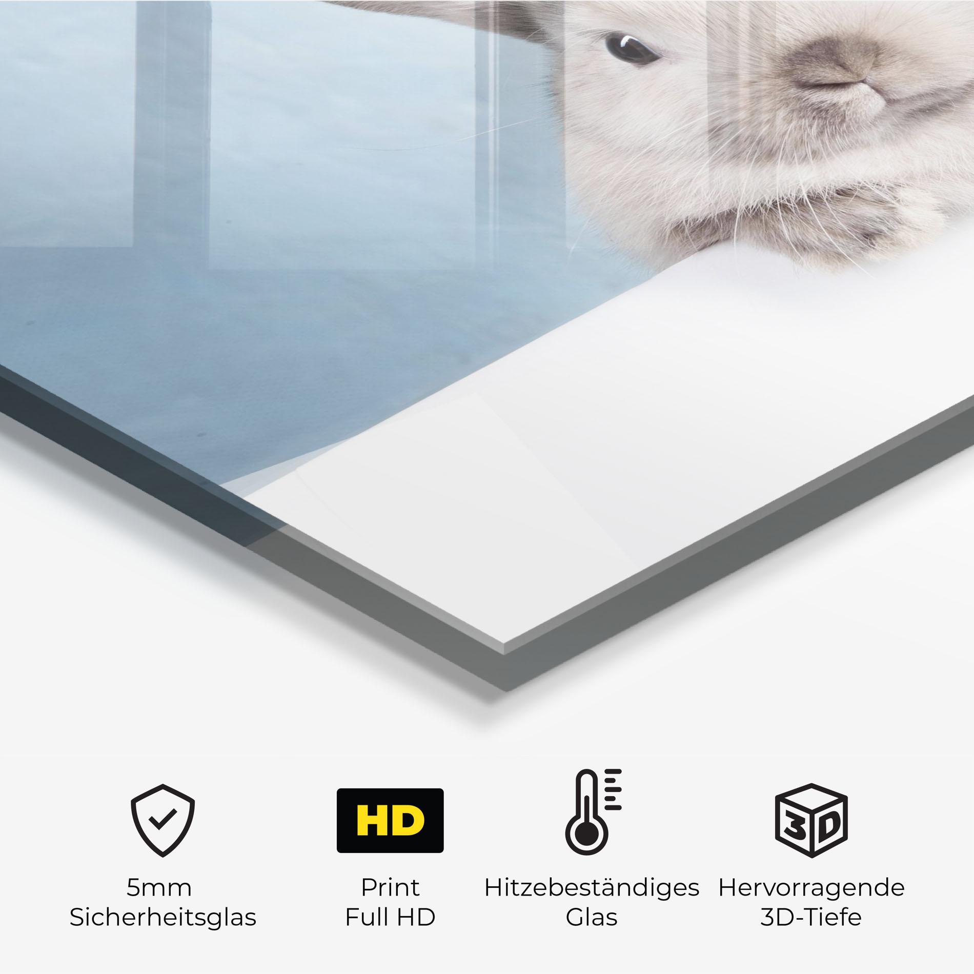 Küchenrückwand Glas Cream Bunny mockup 2