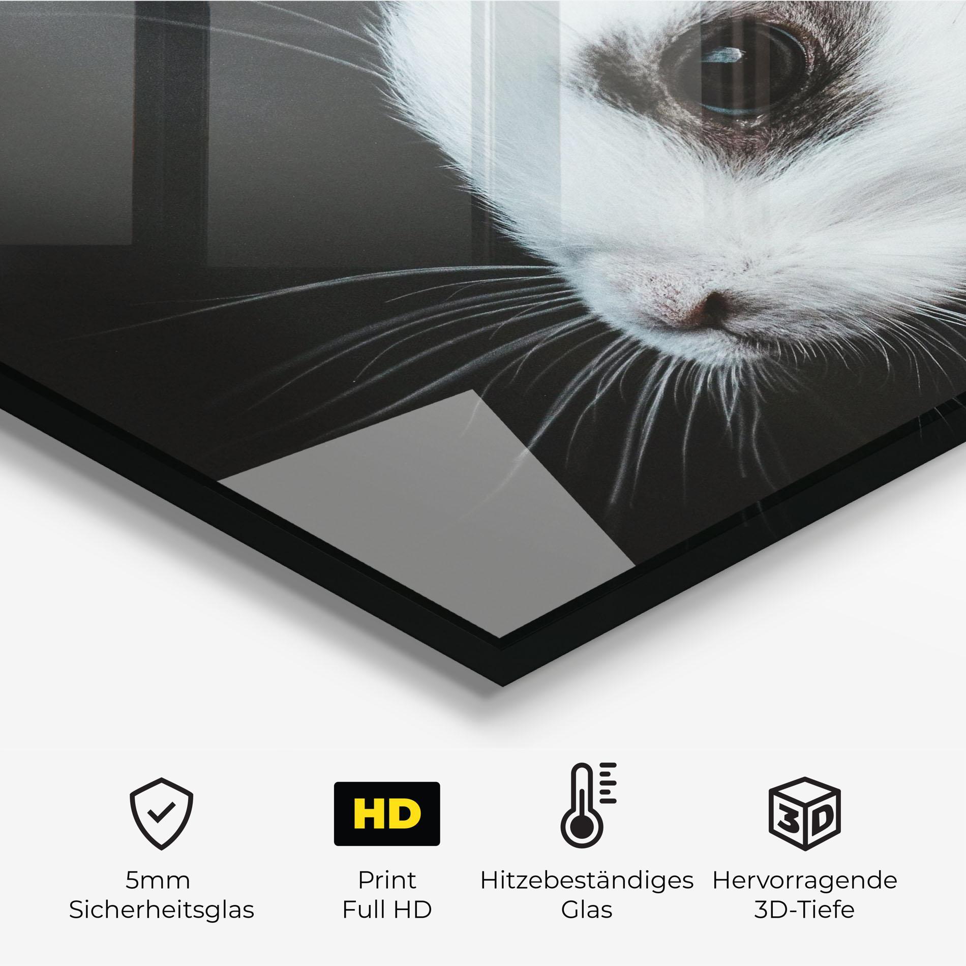 Küchenrückwand Glas Holding Cute Bunny mockup 2