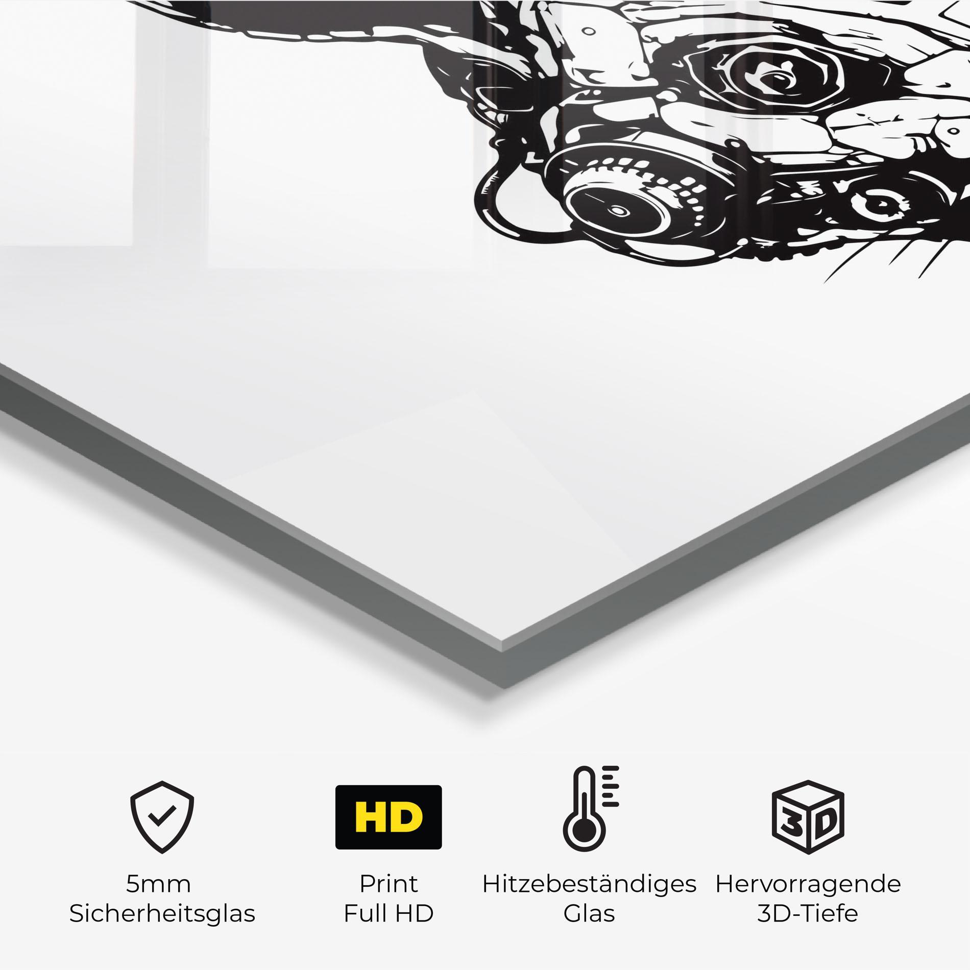 Küchenrückwand Glas Rabbit Cyborg mockup 2