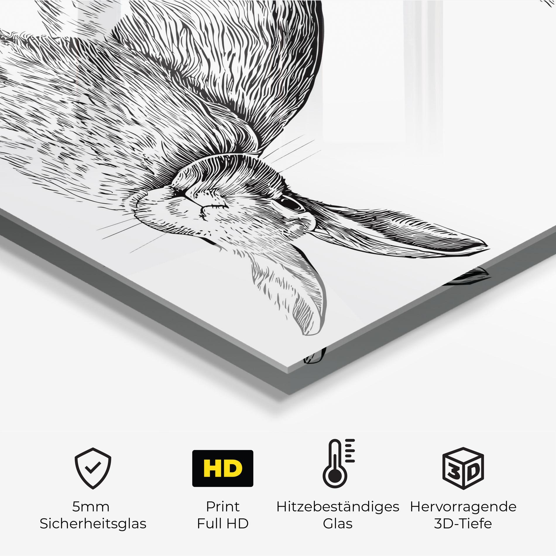 Küchenrückwand Glas Rabbit Sketch mockup 2