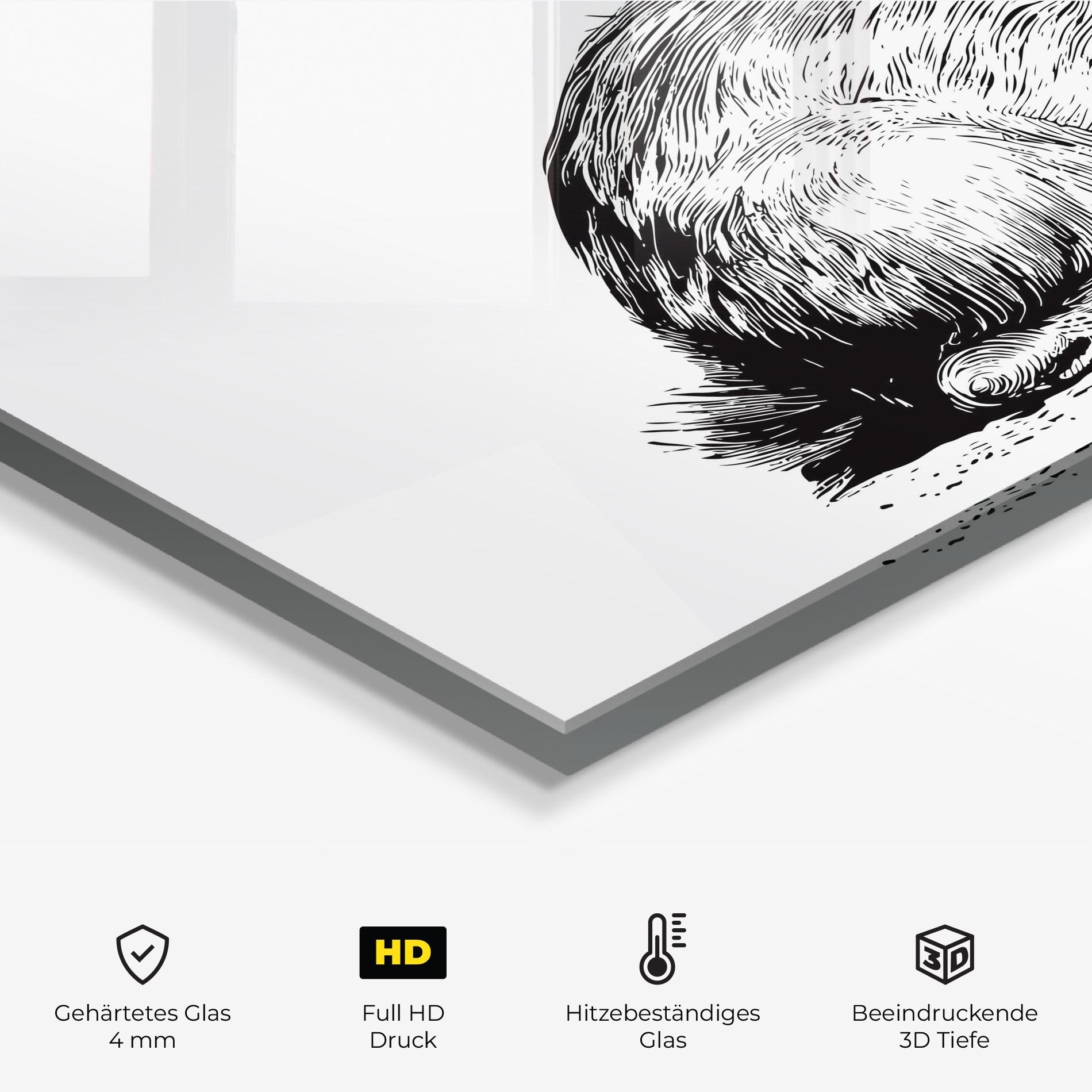 Küchenrückwand Glas Bunny Black Lines mockup 2