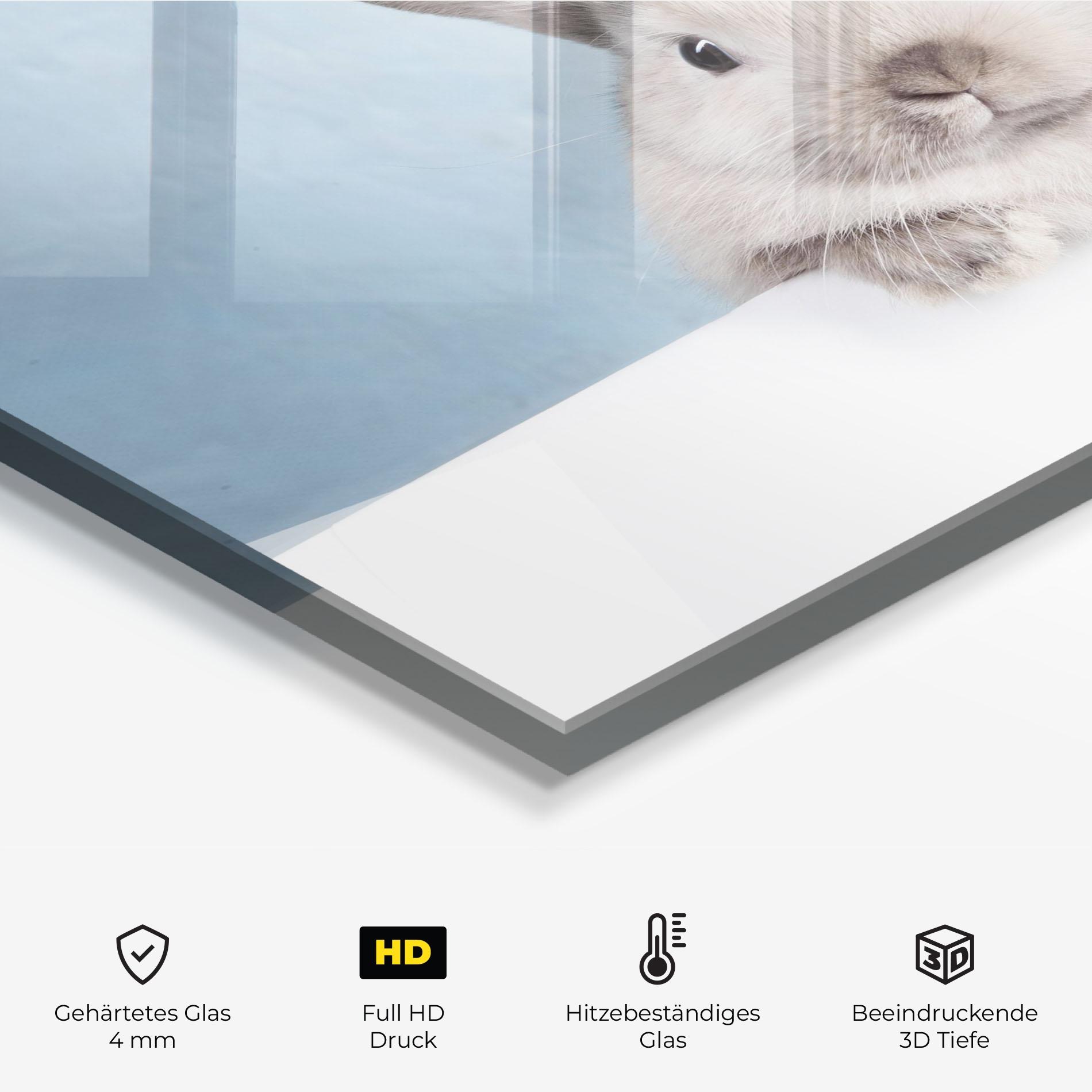 Küchenrückwand Glas Cream Bunny mockup 2