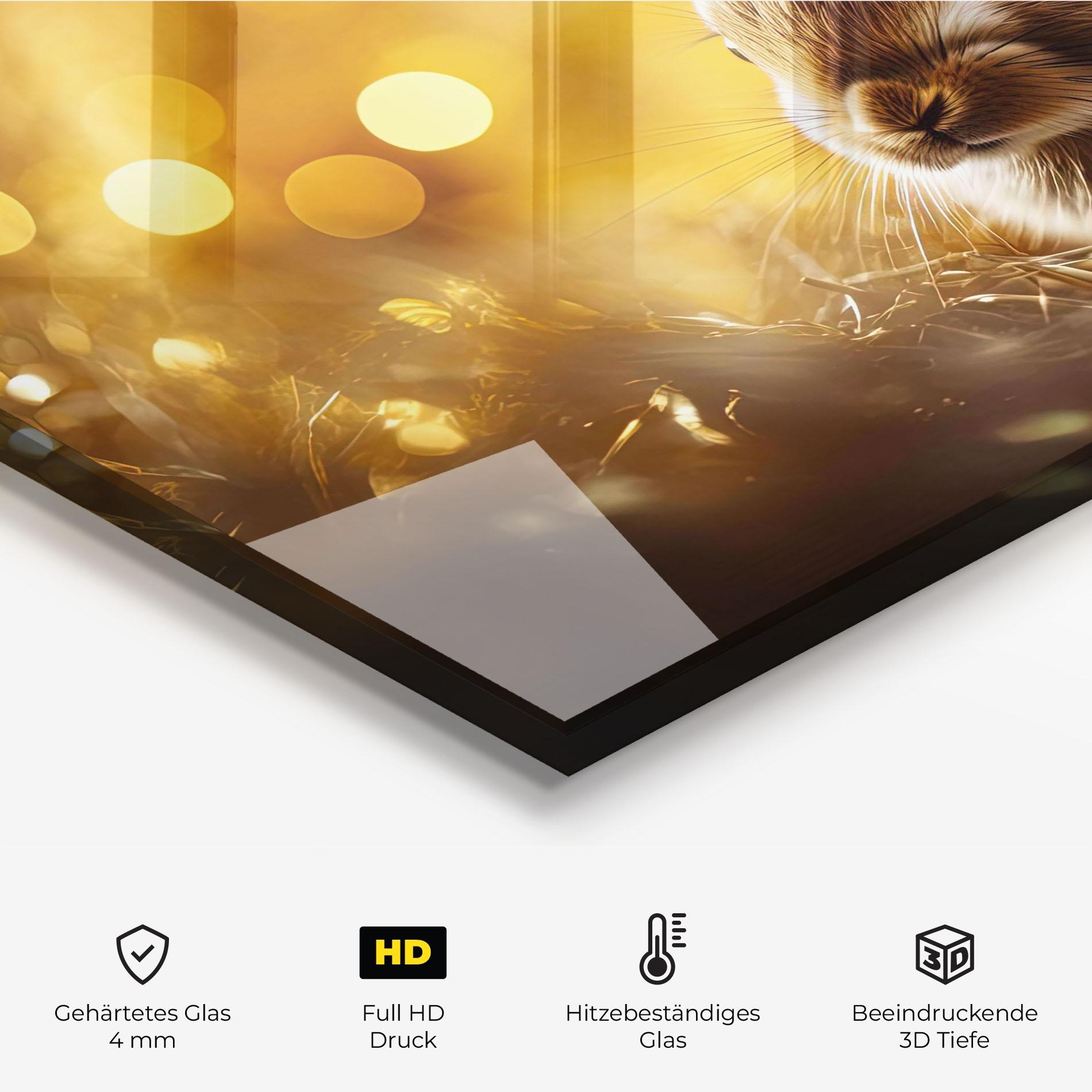 Küchenrückwand Glas Gold Lights Bunny mockup 2