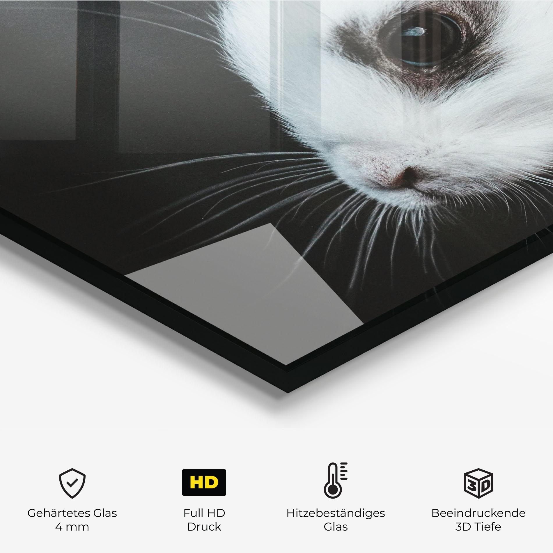 Küchenrückwand Glas Holding Cute Bunny mockup 2