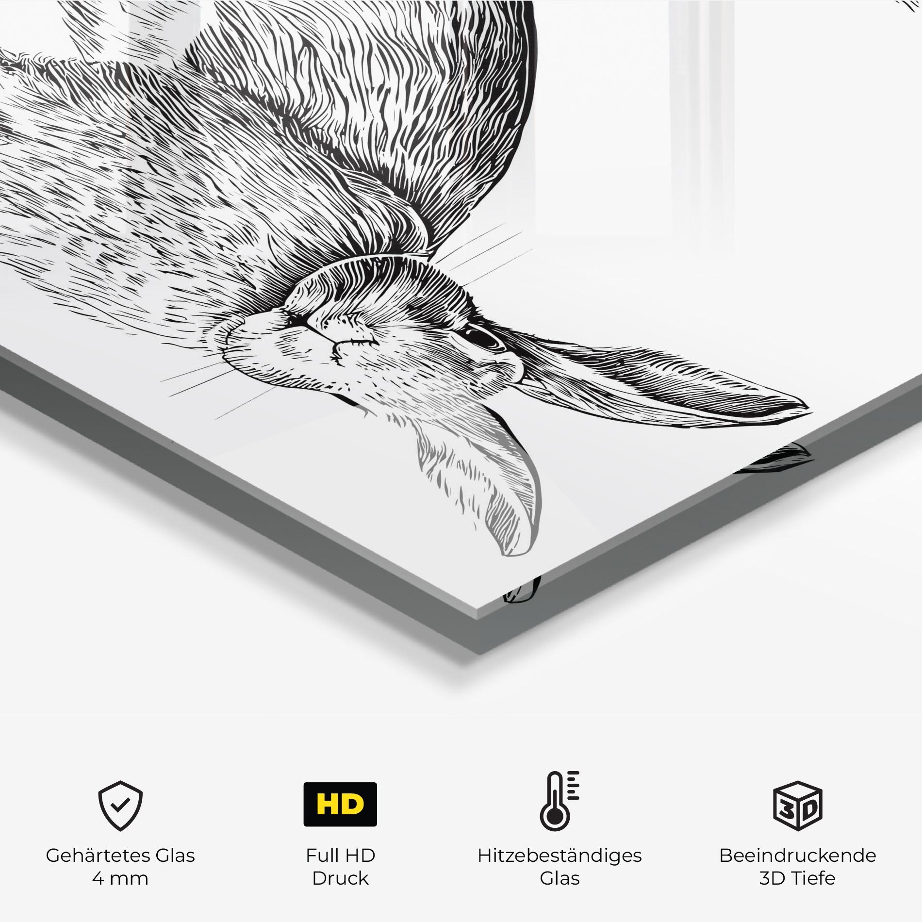 Küchenrückwand Glas Rabbit Sketch mockup 2