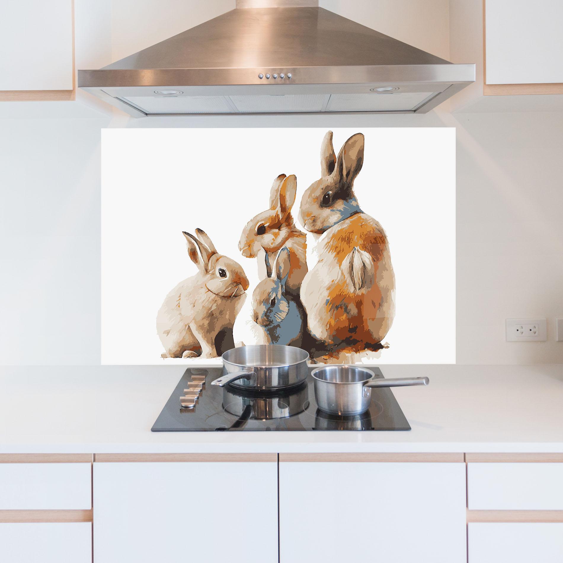 Küchenrückwand Glas Bunny Family mockup 5