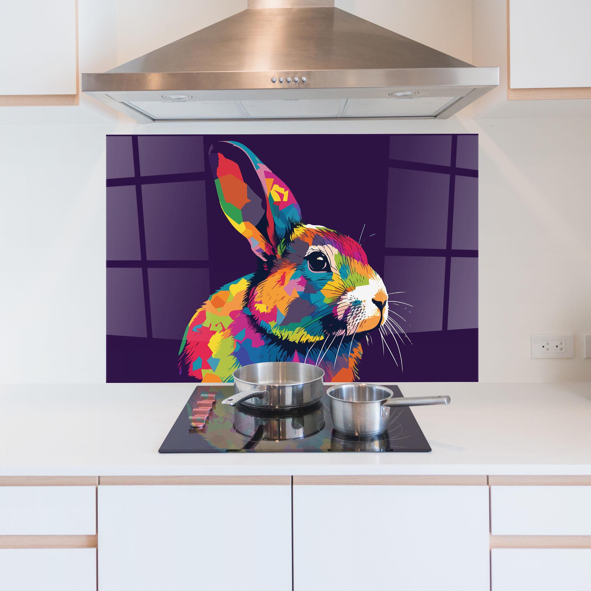 Küchenrückwand Glas Bunny On Purple mockup 5