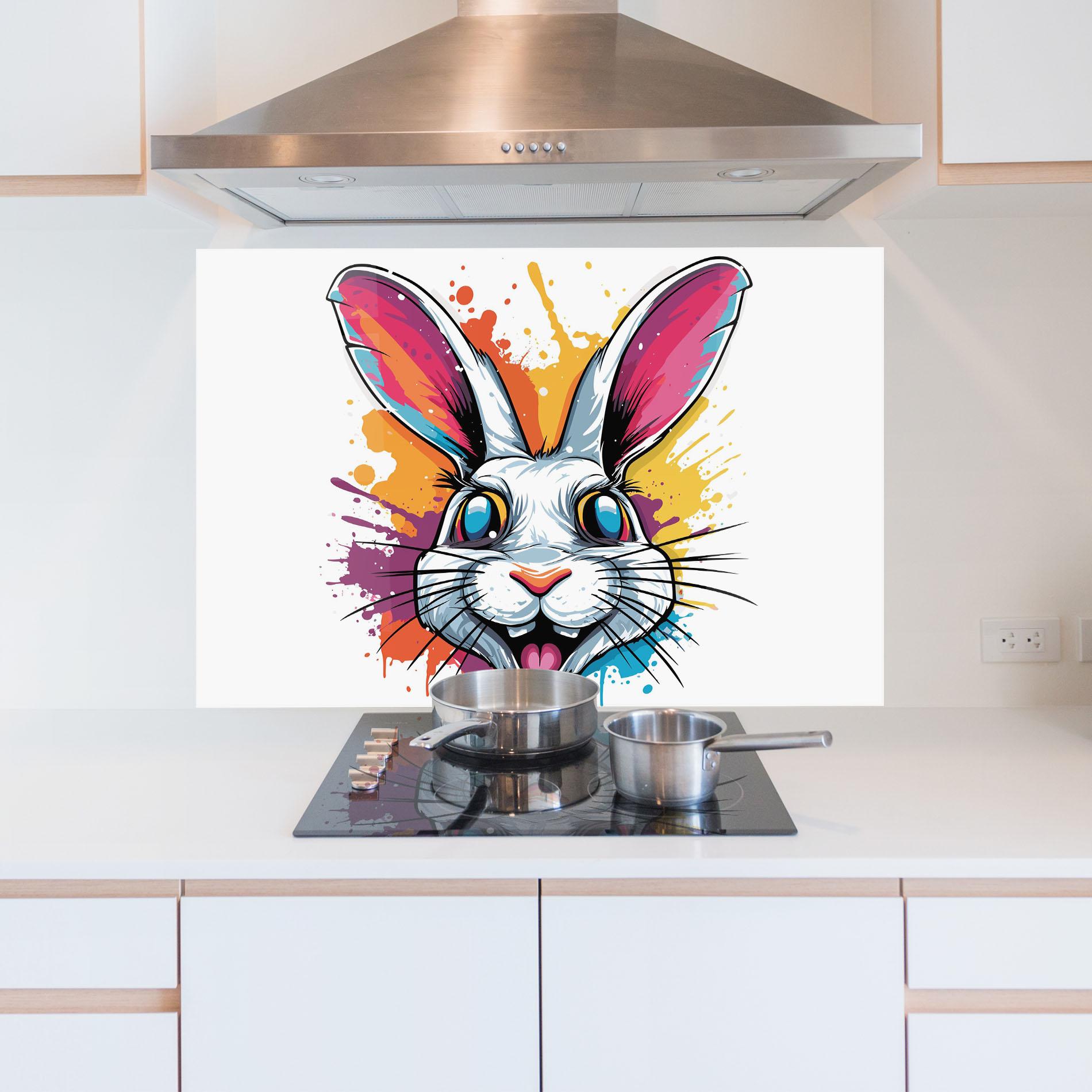 Küchenrückwand Glas Crazy Bunny mockup 5