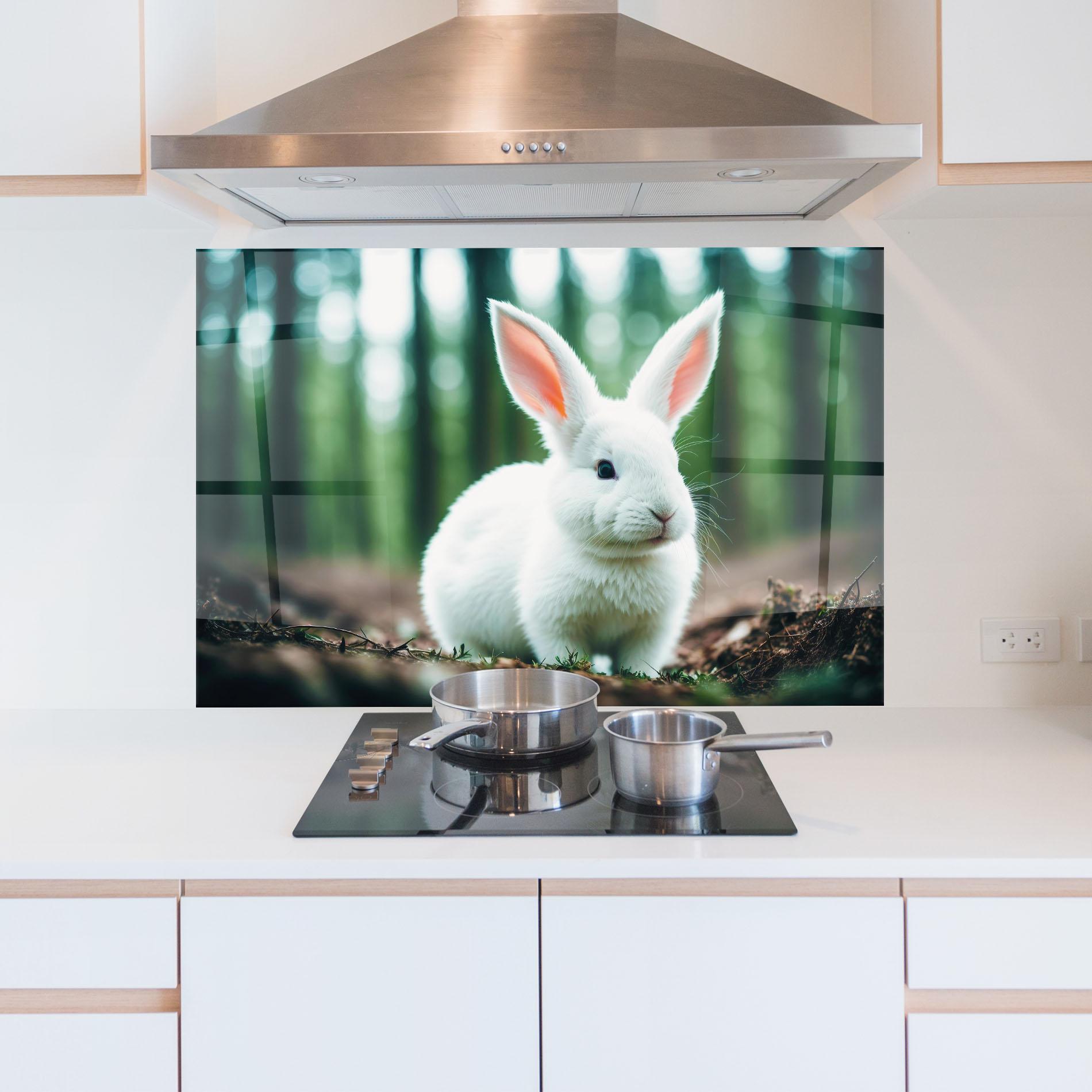Küchenrückwand Glas Forest Bunny mockup 5