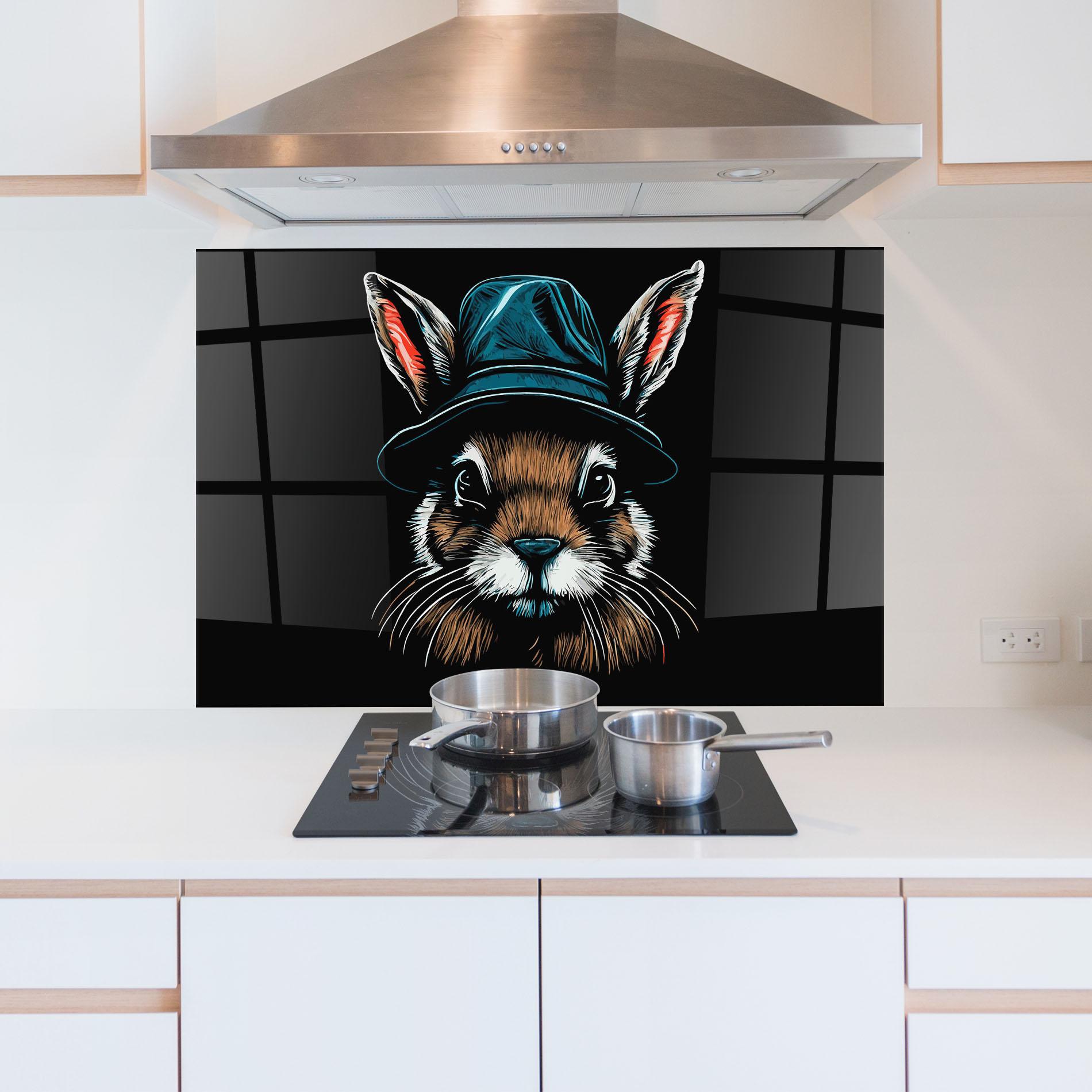 Küchenrückwand Glas Hat Bunny mockup 5