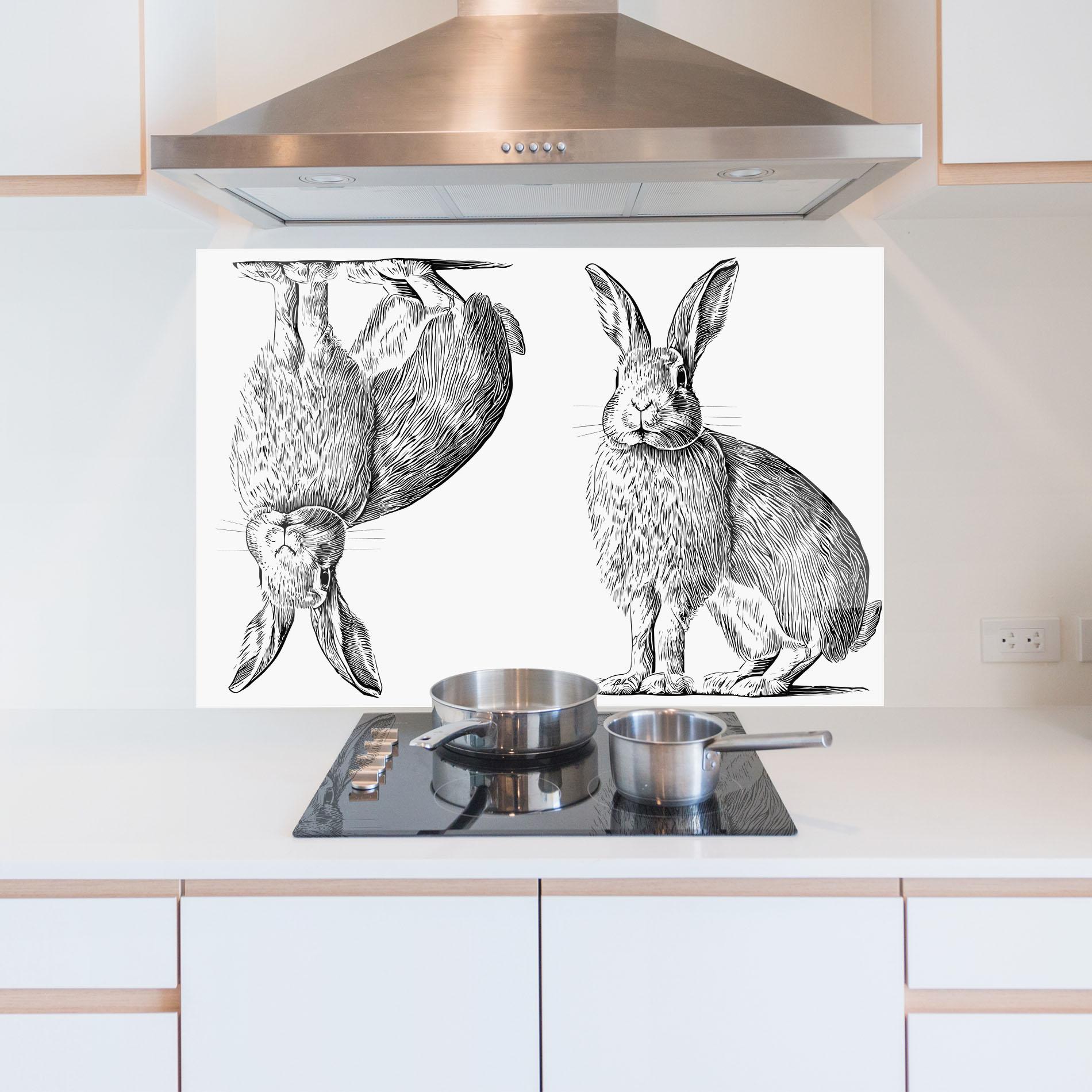 Küchenrückwand Glas Rabbit Sketch mockup 5