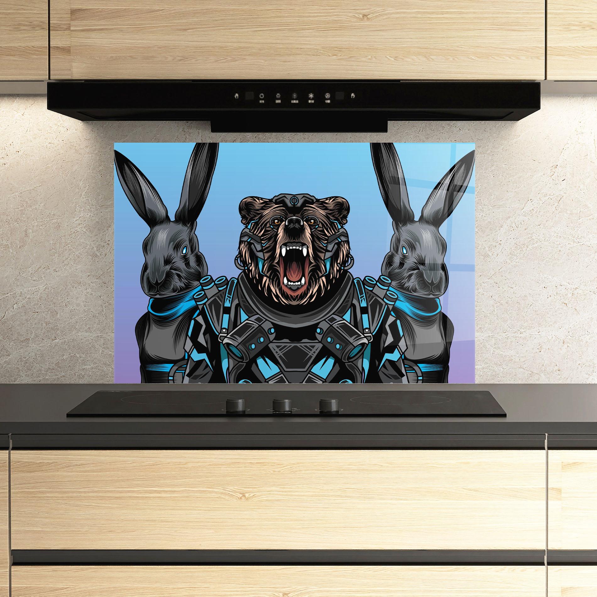 Küchenrückwand Glas Bunny Bear mockup 3