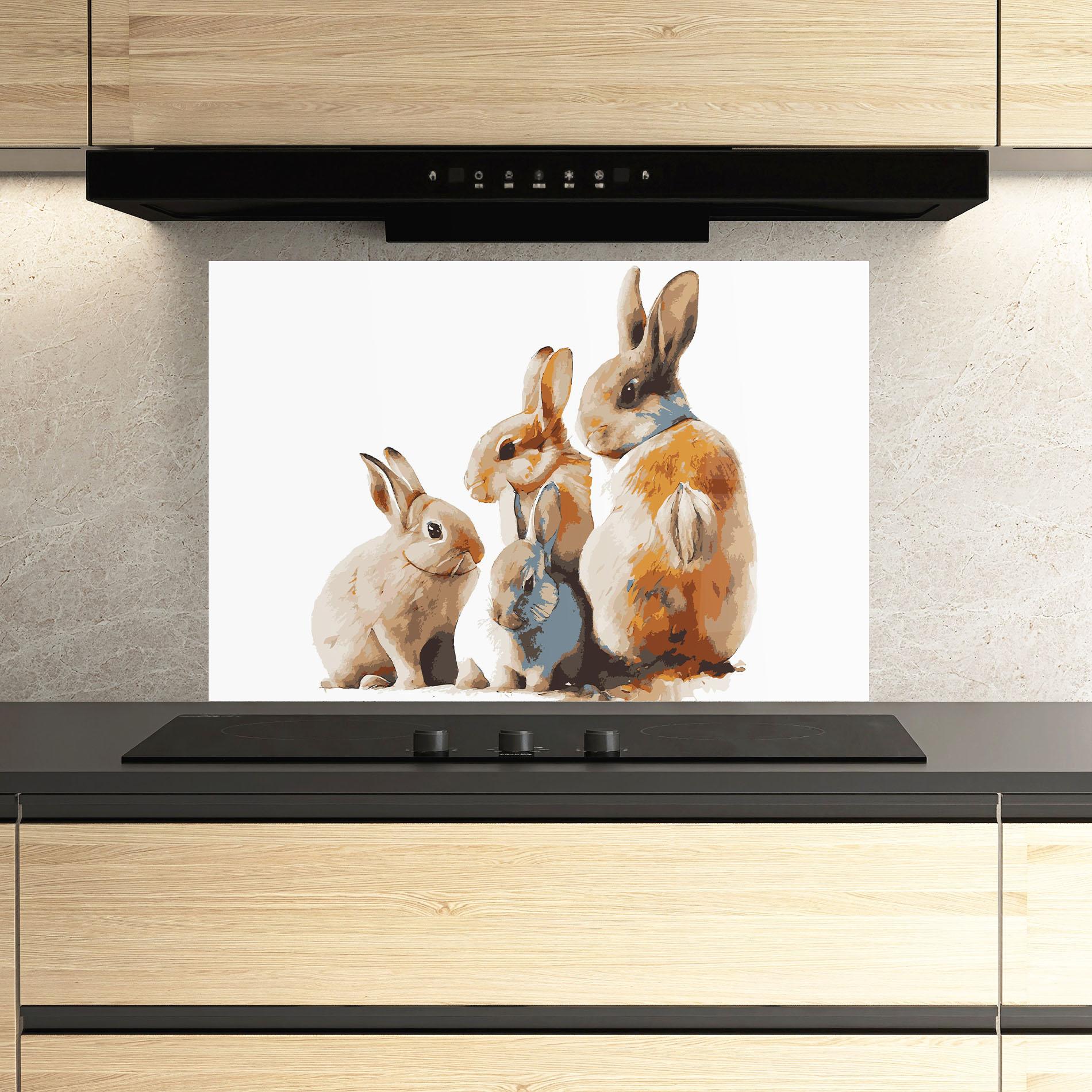 Küchenrückwand Glas Bunny Family mockup 3