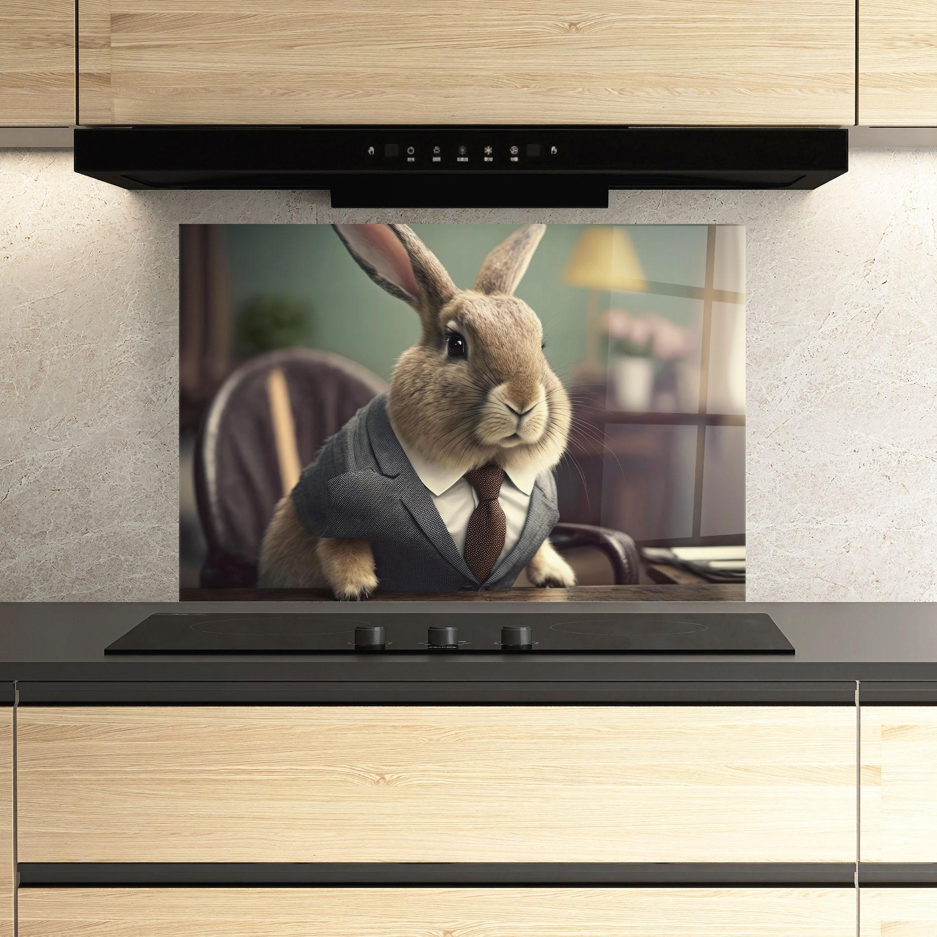 Küchenrückwand Glas Business Suit Bunny mockup 3