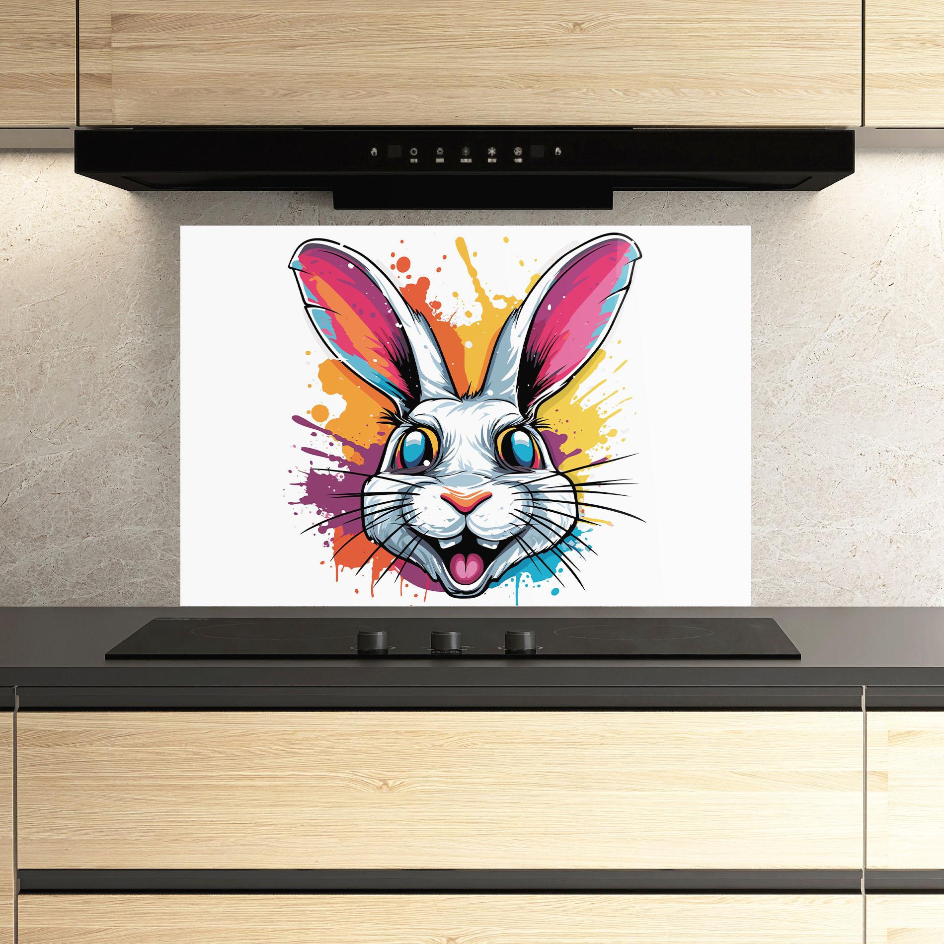 Küchenrückwand Glas Crazy Bunny mockup 3