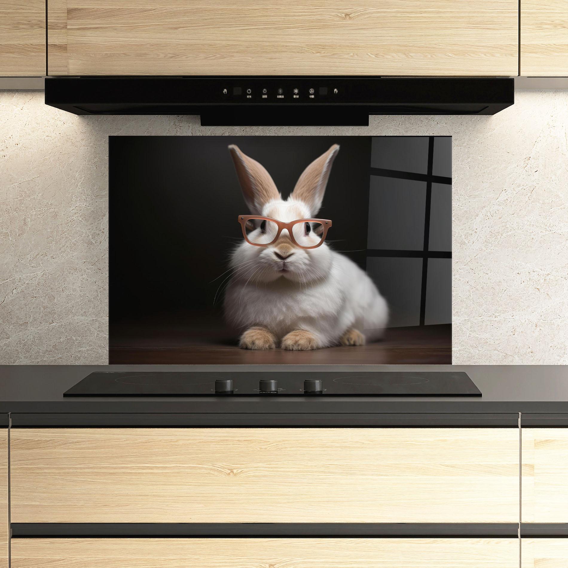 Küchenrückwand Glas Eyeglasses Bunny mockup 3