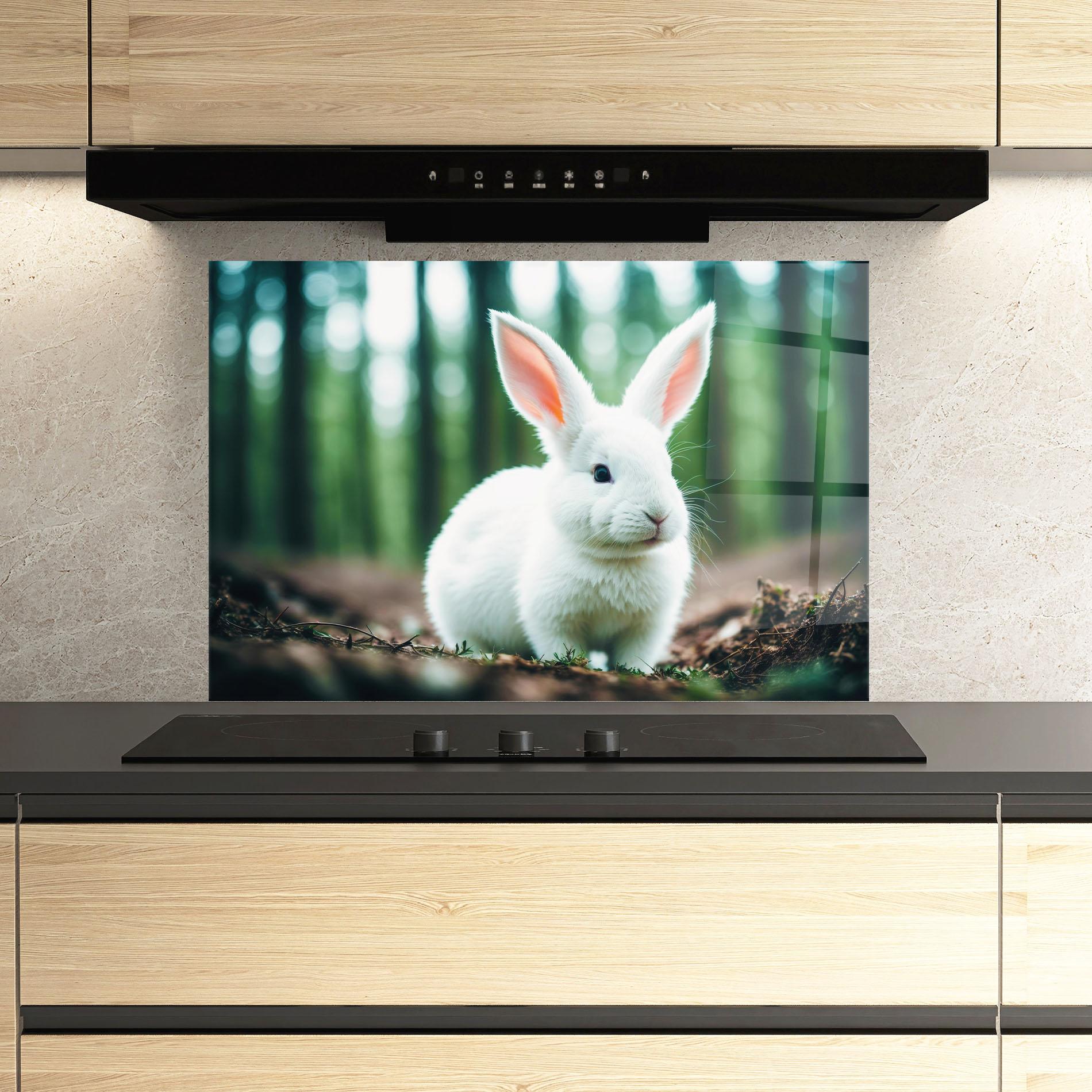 Küchenrückwand Glas Forest Bunny mockup 3