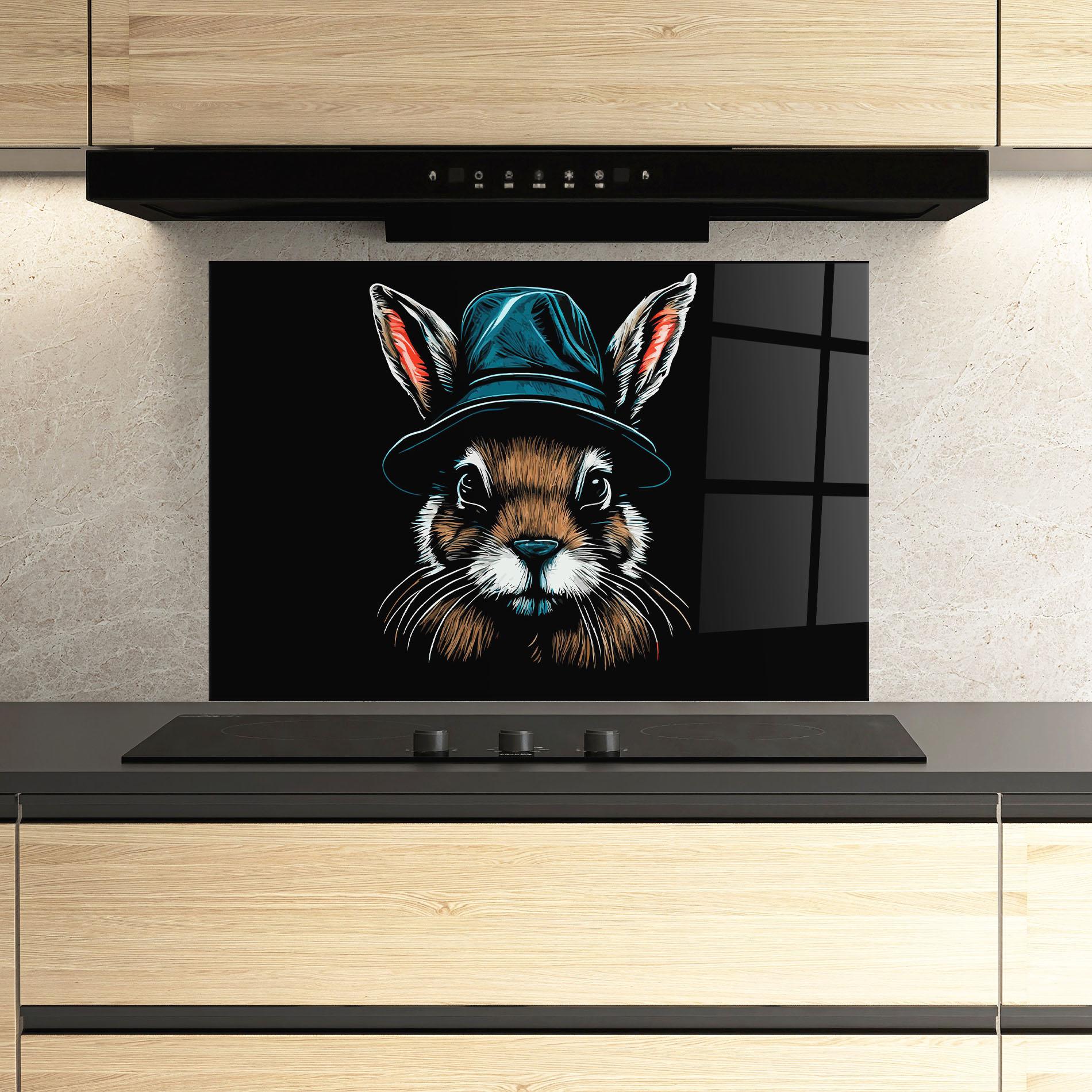 Küchenrückwand Glas Hat Bunny mockup 3