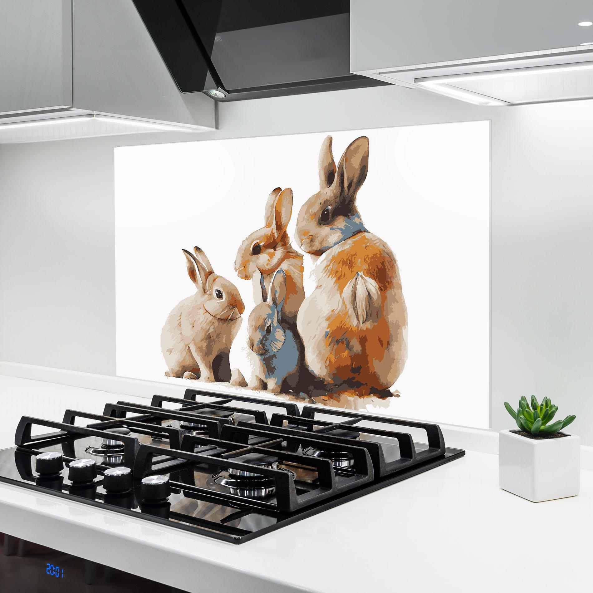 Küchenrückwand Glas Bunny Family mockup 6