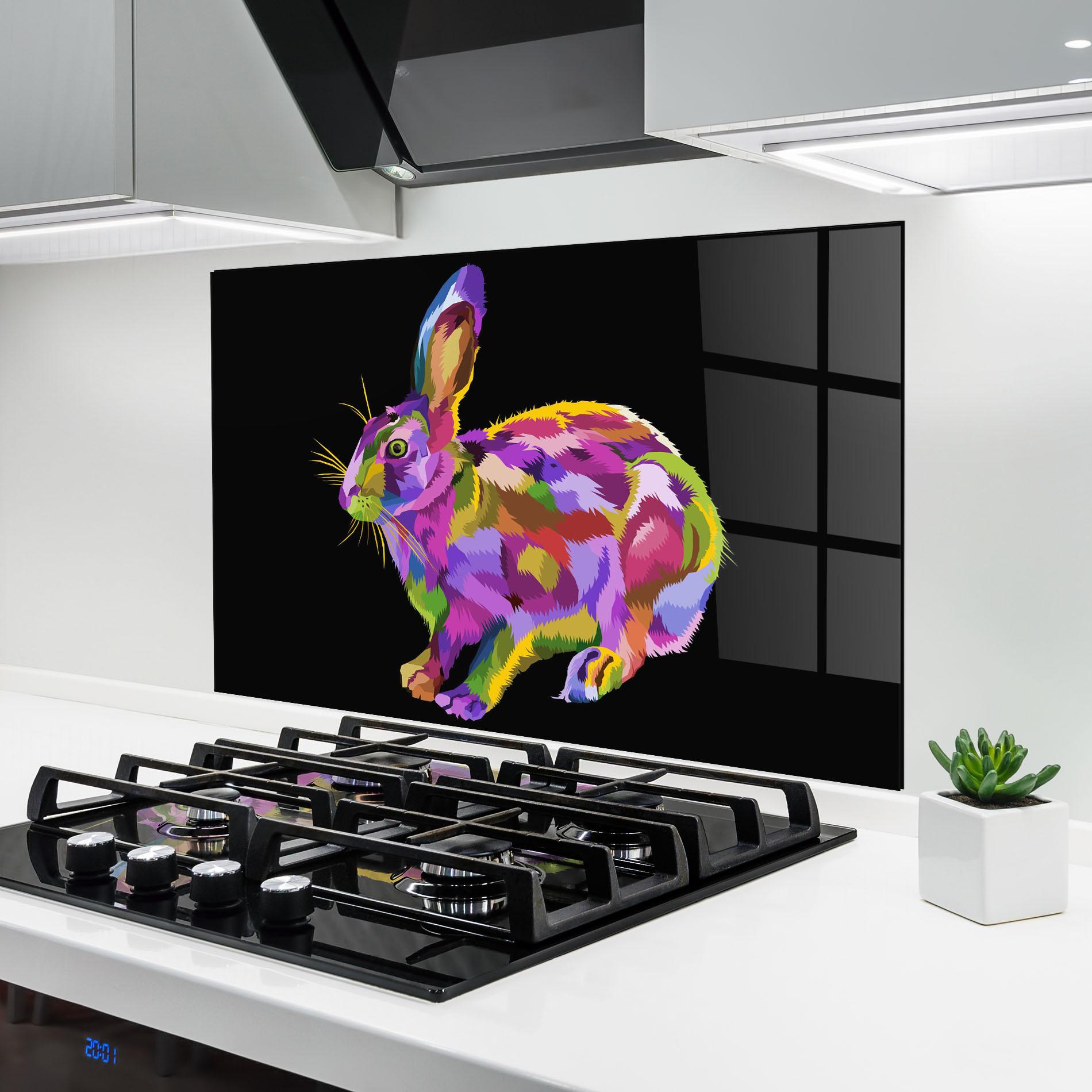 Küchenrückwand Glas Colorful Bunny mockup 6