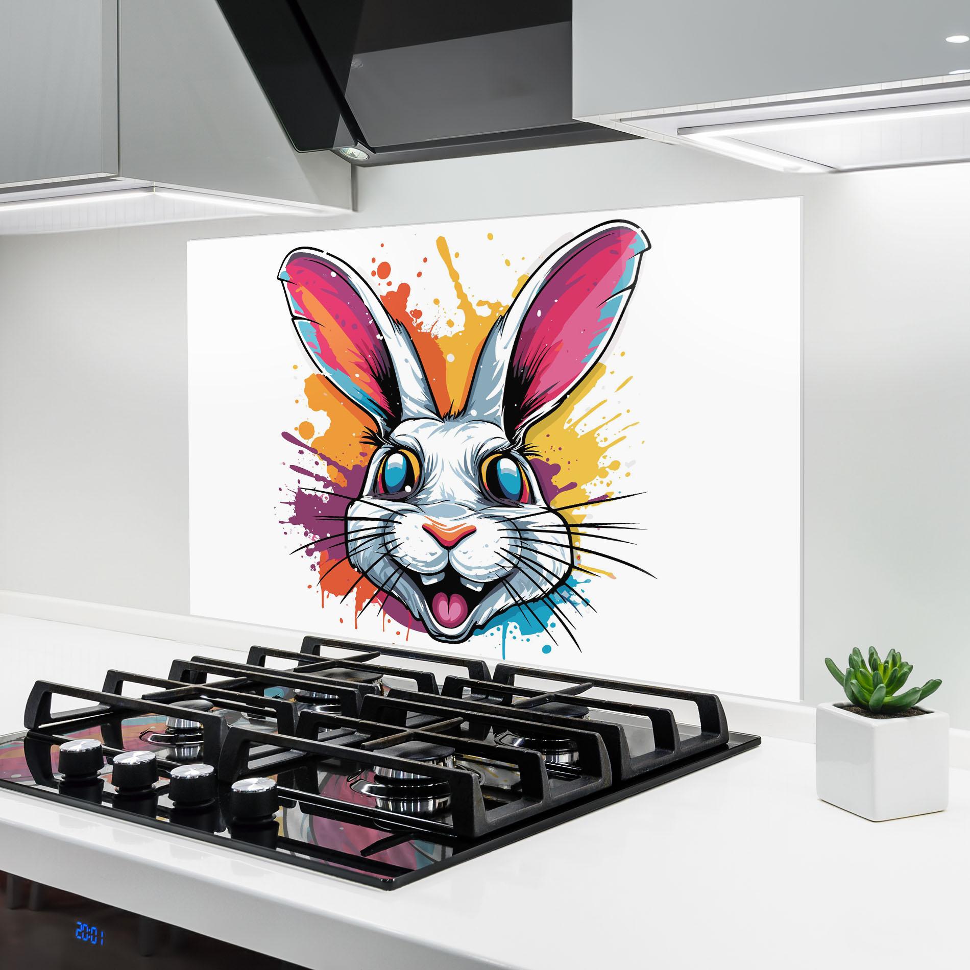 Küchenrückwand Glas Crazy Bunny mockup 6